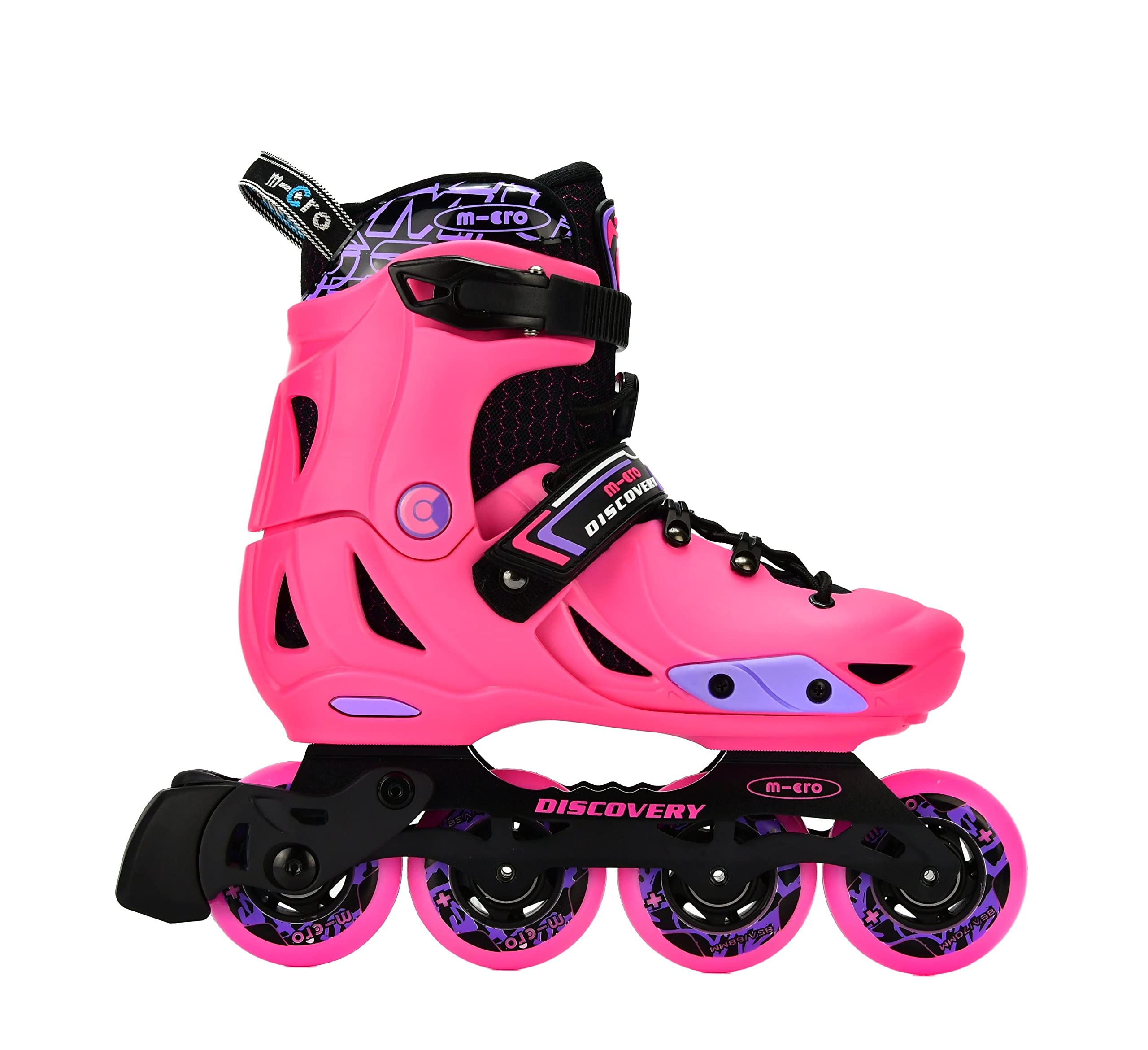 Discovery Kids Adjustable Molded-Shell Inline Skates, Freestyle Slalom Beginner (Pink, EU 33-36 / US 1.5-4 / 205mm-229mm)