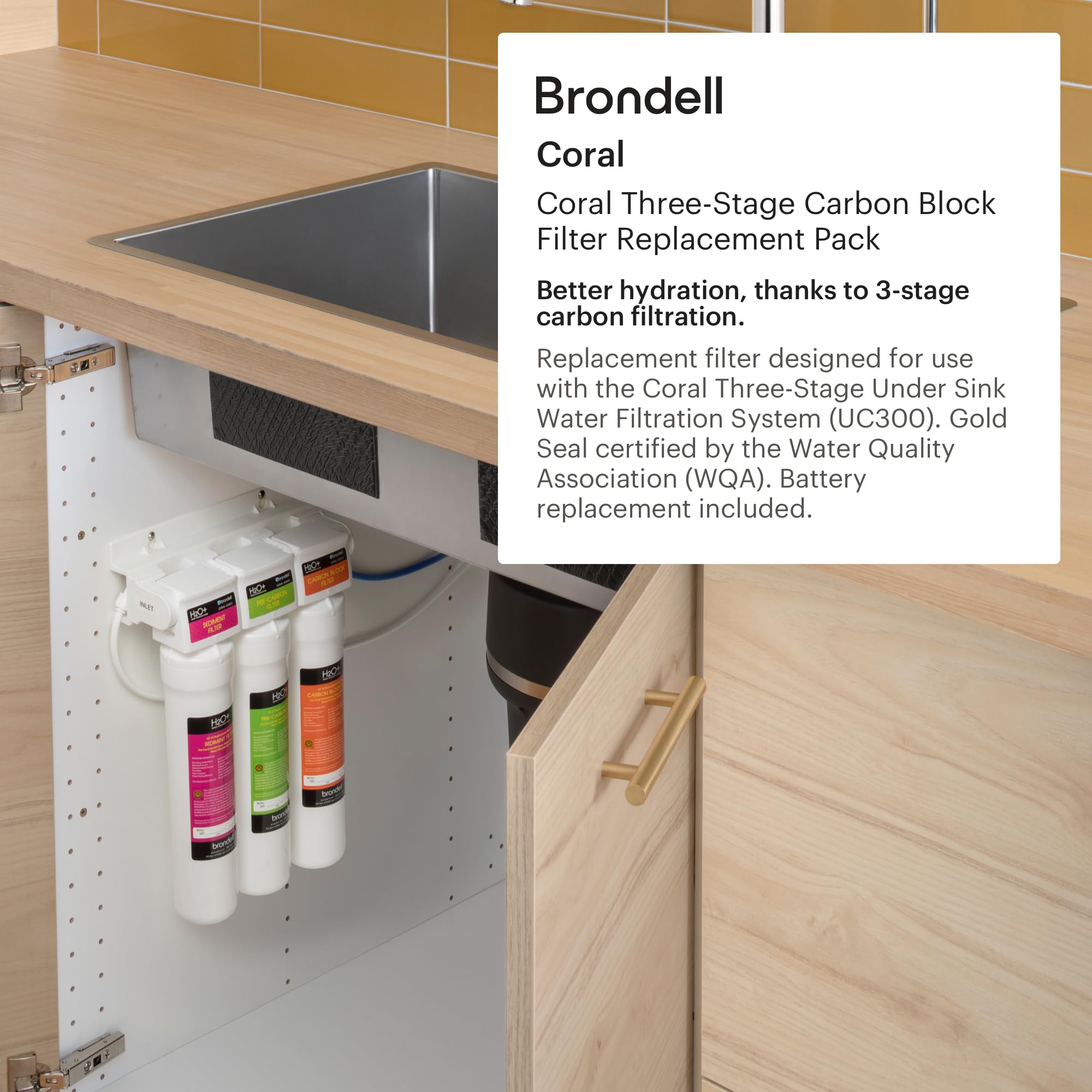 Brondell H2O+ Coral UC300 Three-Stage Undercounter Water Filtration System (UF-35 Replacement Filters)