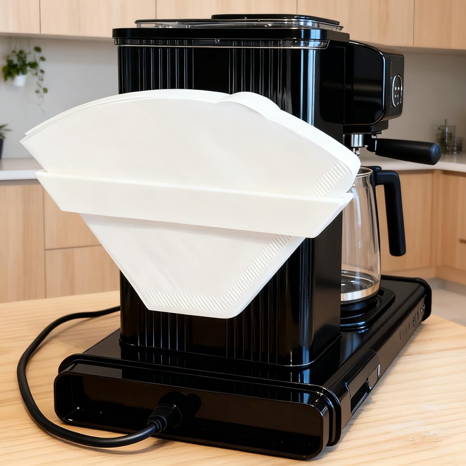 Coffee Filter Holder Stand for #1 & #4 Cone Filters - Countertop or Wall Mount Organizer, Space-Saving Kitchen Storage for Drip Coffee Makers (black, #4)