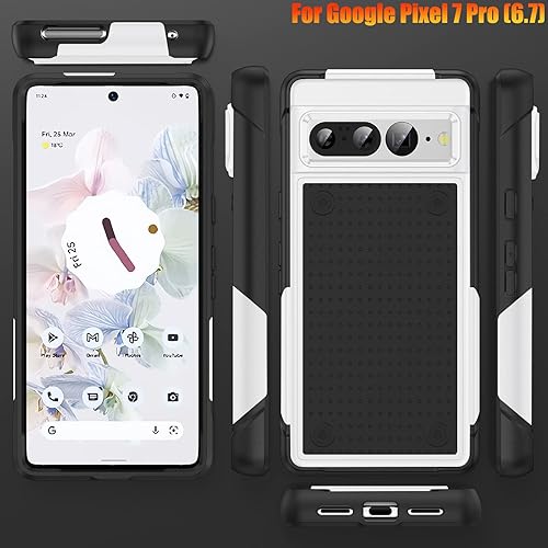 Miniatura 8 de Funda resistente para Google Pixel 7 Pro de 6.7 pulgadas, 4 esquinas con bolsas de aire protección contra caídas de 12 pies, agarre texturizado