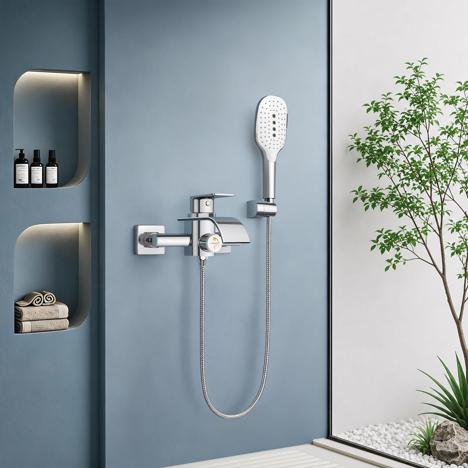 Badewannenarmatur mit Handbrause, Wasserfall Badewanne Armatur
