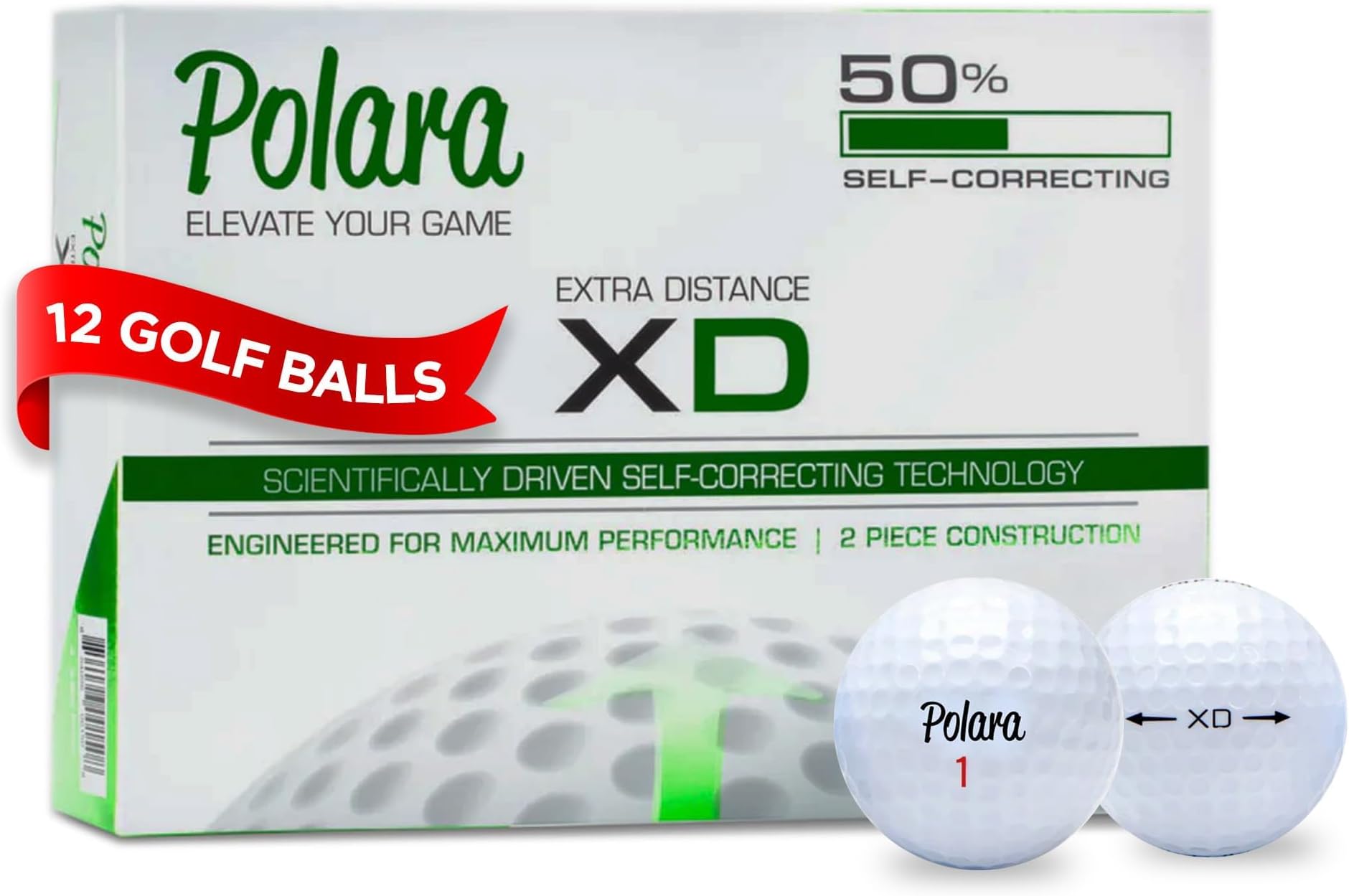 Polara Ultimate Straight, Extra Spin, Extra Distance, and Extra Distance & Spin Premium Golf Balls | Hook and Slice Correction | Perfect for Recreational Golfers | 1 Dozen Balls