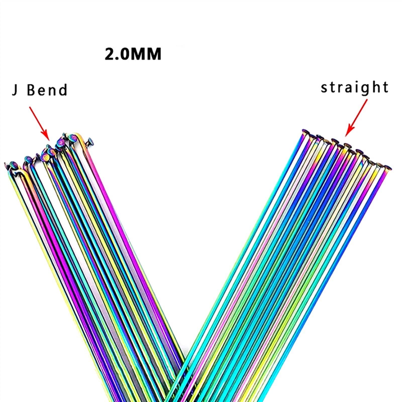 Raggi per Bici, Raggi Rotondi 2.0 J-Bend/Straight Pull Raggi for Bicicletta Colorati Raggi for Bicicletta con Tappi in Ottone Raggi for Mountain Bike 14G(J Bend 72pcs)