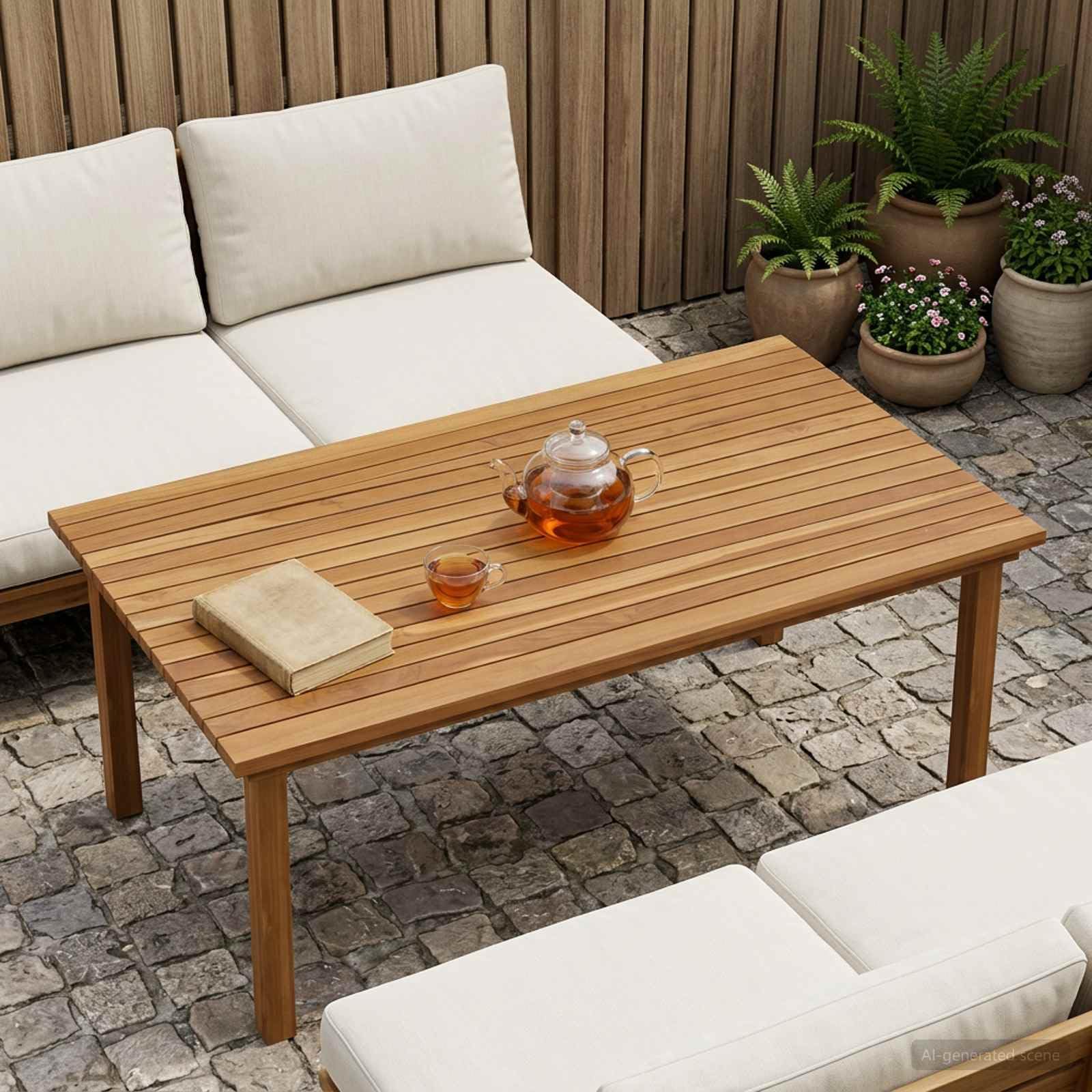 vidaXL Plateau de Table 110 x 55 x 3,5 cm Rectangulaire Naturel, Surface en Teck Chic, Plateau Moderne pour Table à Manger, Meuble Pratique et Tendance