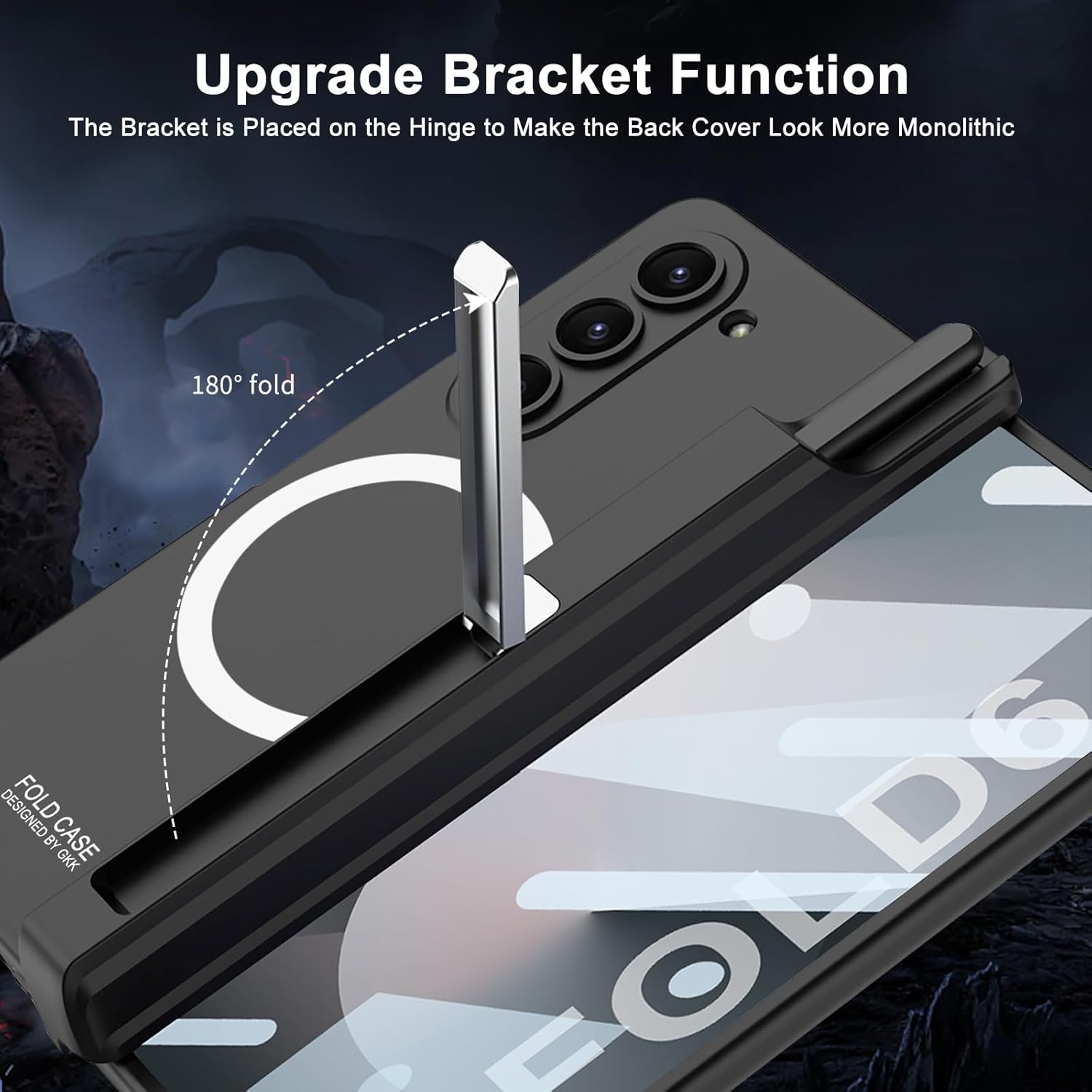 for Samsung Galaxy Z Fold 6 Case with S Pen Holder & Hinge Protection & Kickstand, Z Fold6 Compatible with Magsafe Wireless Charging Built-in Screen Protector All-Inclusive Case (Black)