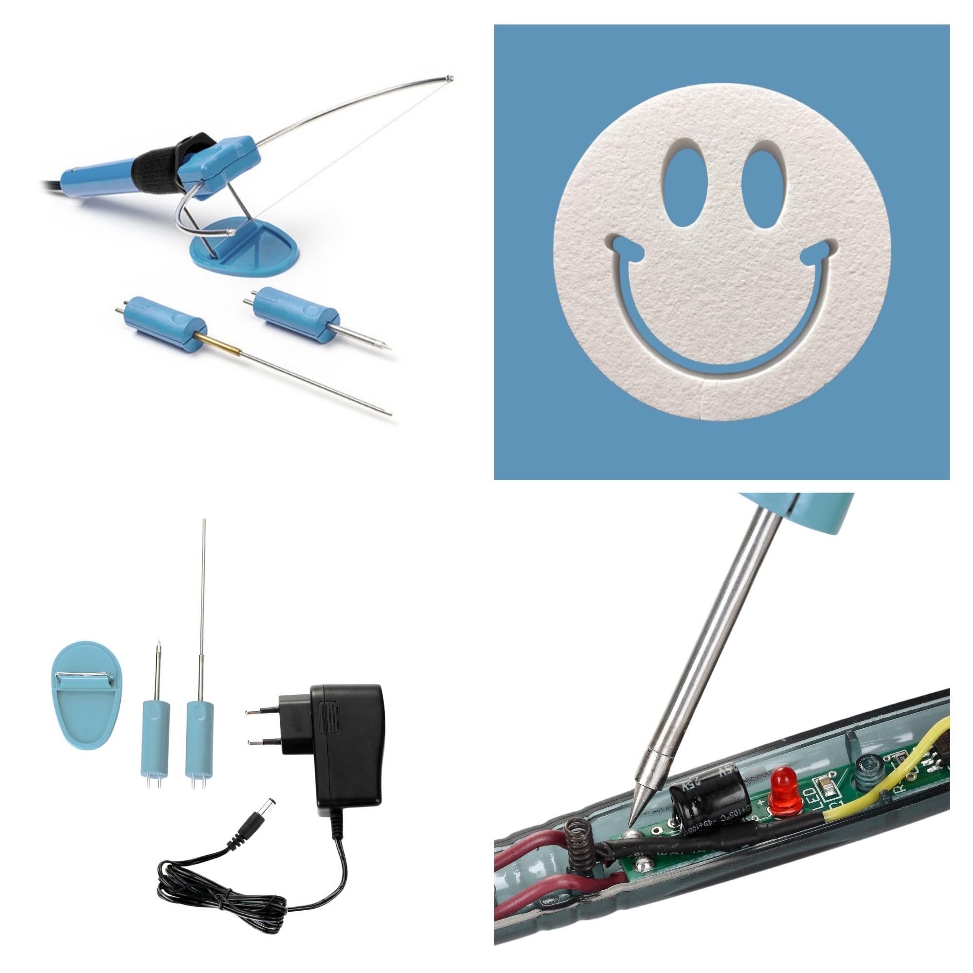 Velleman Découpeur de mousse 3-en-1 avec fil chaud couteau chaud et stylo graveur avec adaptateur 5V et support 8W chauffe rapide 10s idéal pour modélisme loisirs créatifs et décorations