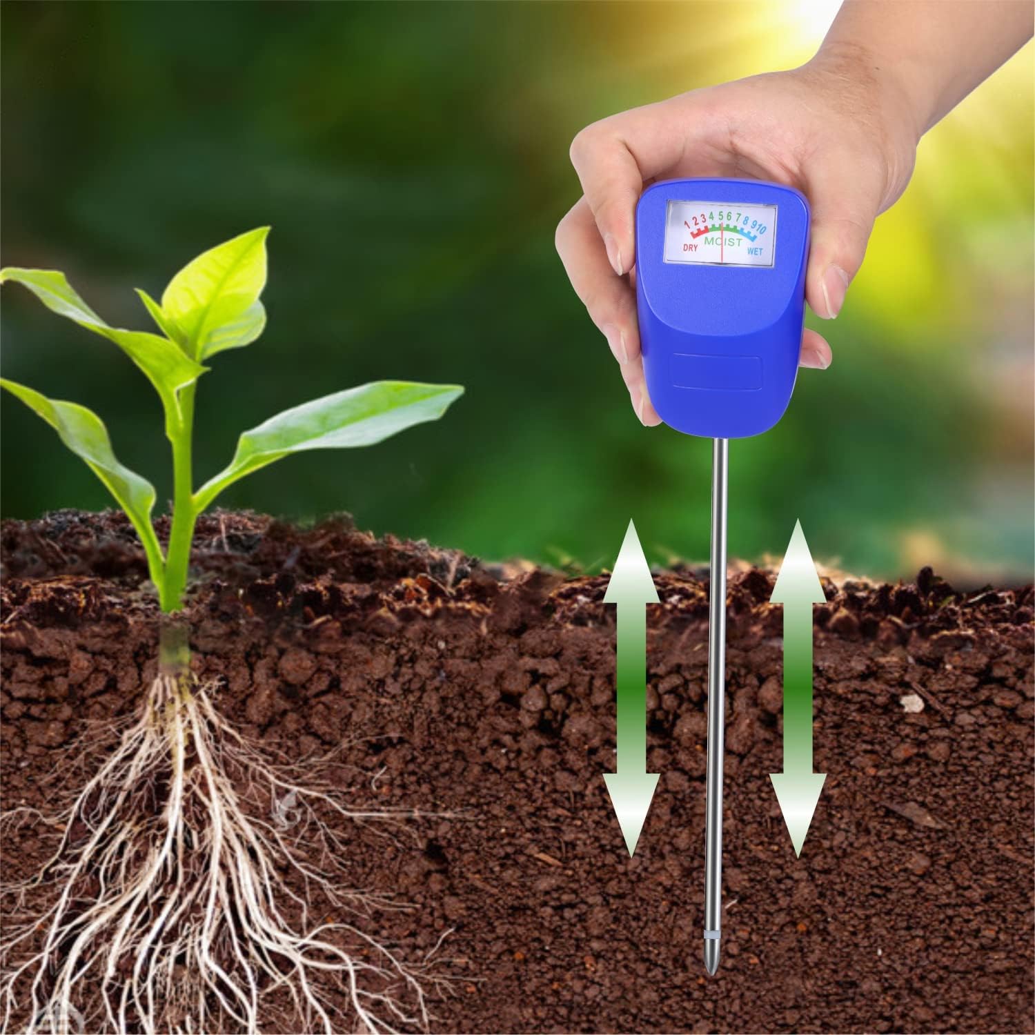 XLUX 8+1 Pack Soil Moisture Meter, Plant Water Monitor, Soil Hygrometer Sensor for Gardening, Farming, Indoor and Outdoor Plants