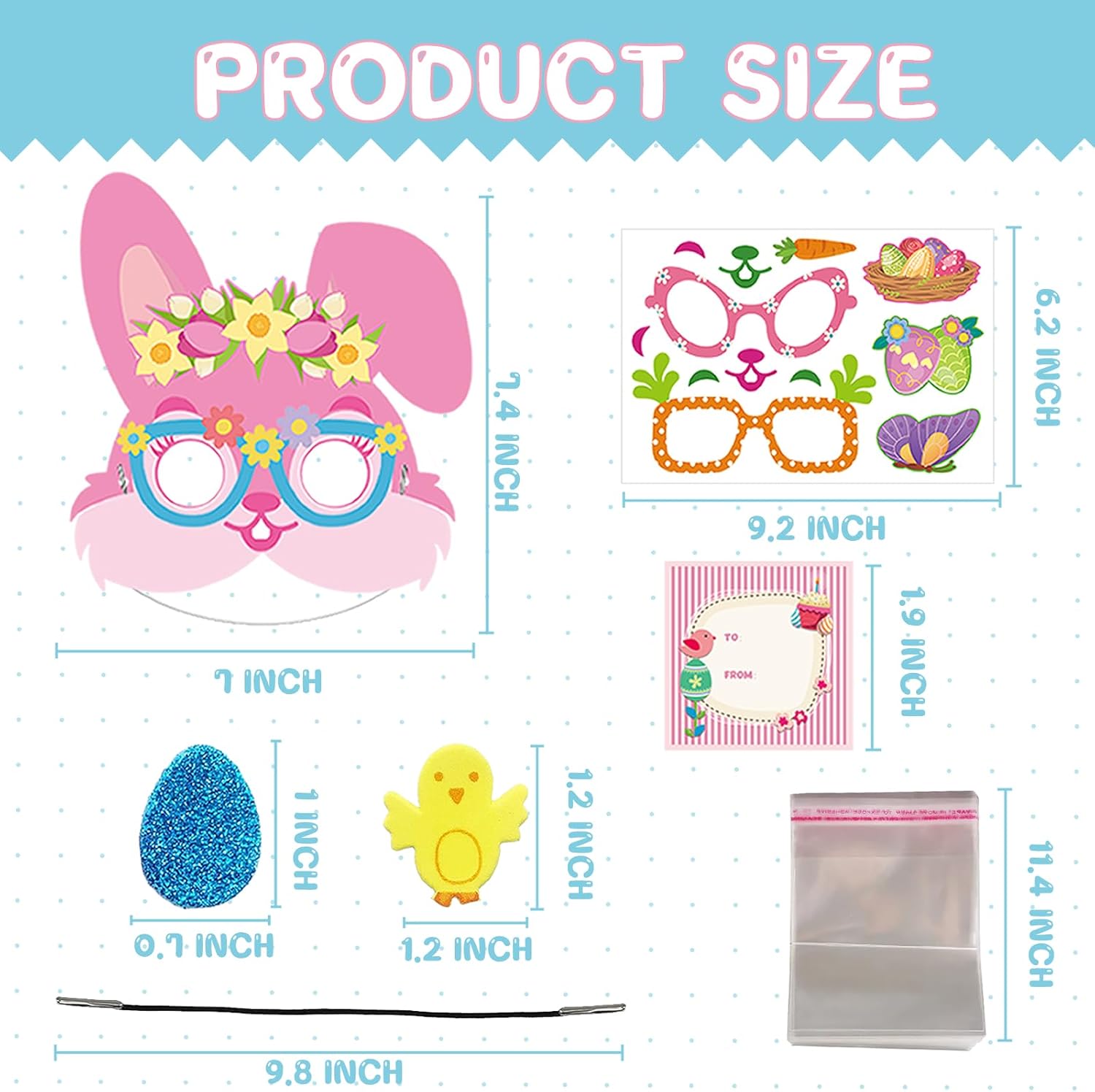 24 Sets Bunny Masks Craft Kits Easter Face Masks DIY Paper Easter Party Mask Art Sets Bunny Face Stickers for Activities Spring Party Treats