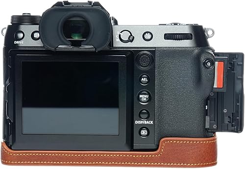 Miniatura 21 de Hecho a mano de cuero auténtico medio cámara caso bolsa cubierta para FUJIFILM GFX 100S color verde Verde,Marrón (Sandy Brown),Negro