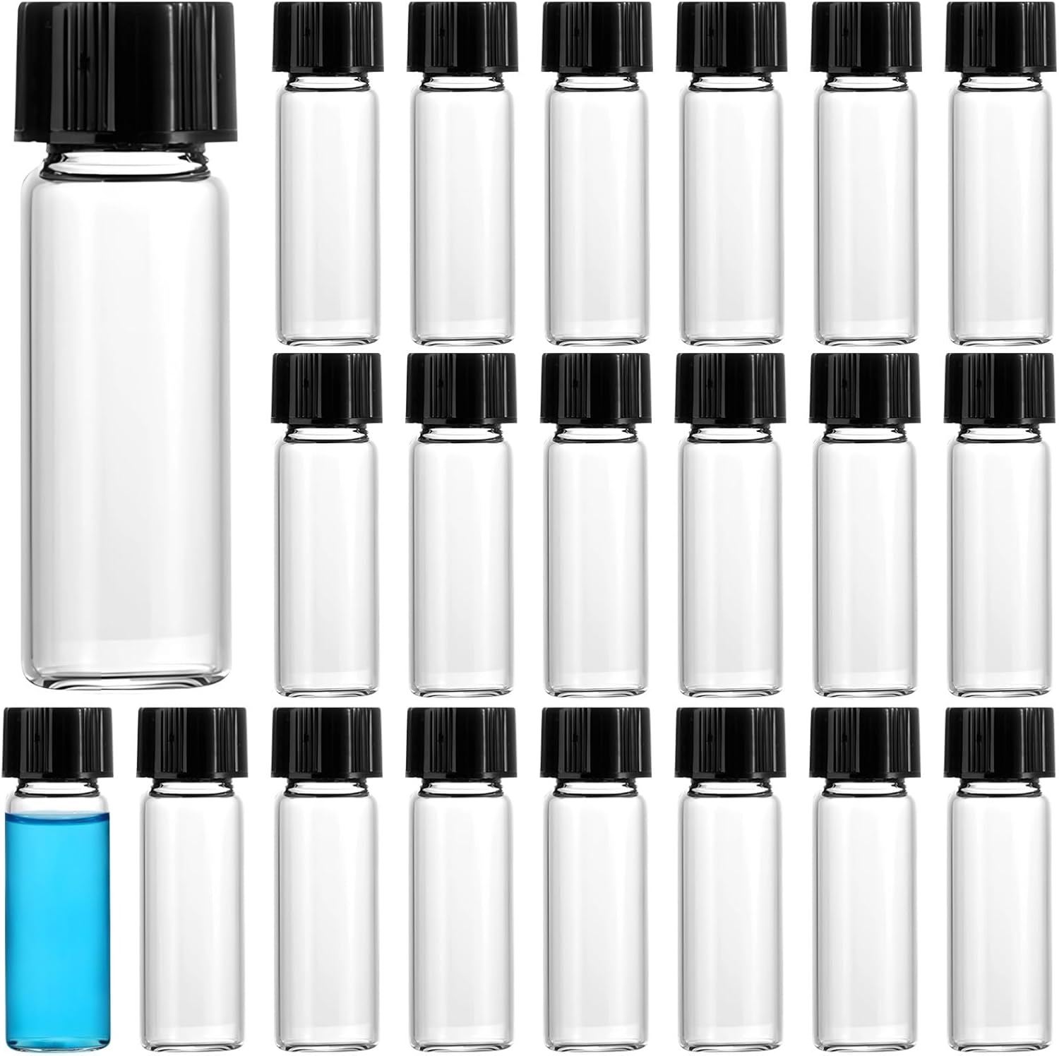 Small Empty Glass Bottle, 100 Pcs 4 Ml Glass Sample Vials, Laboratory Bottles, Clear Glass Bottle with Screw Cap, Mini Airtight Glass Containers