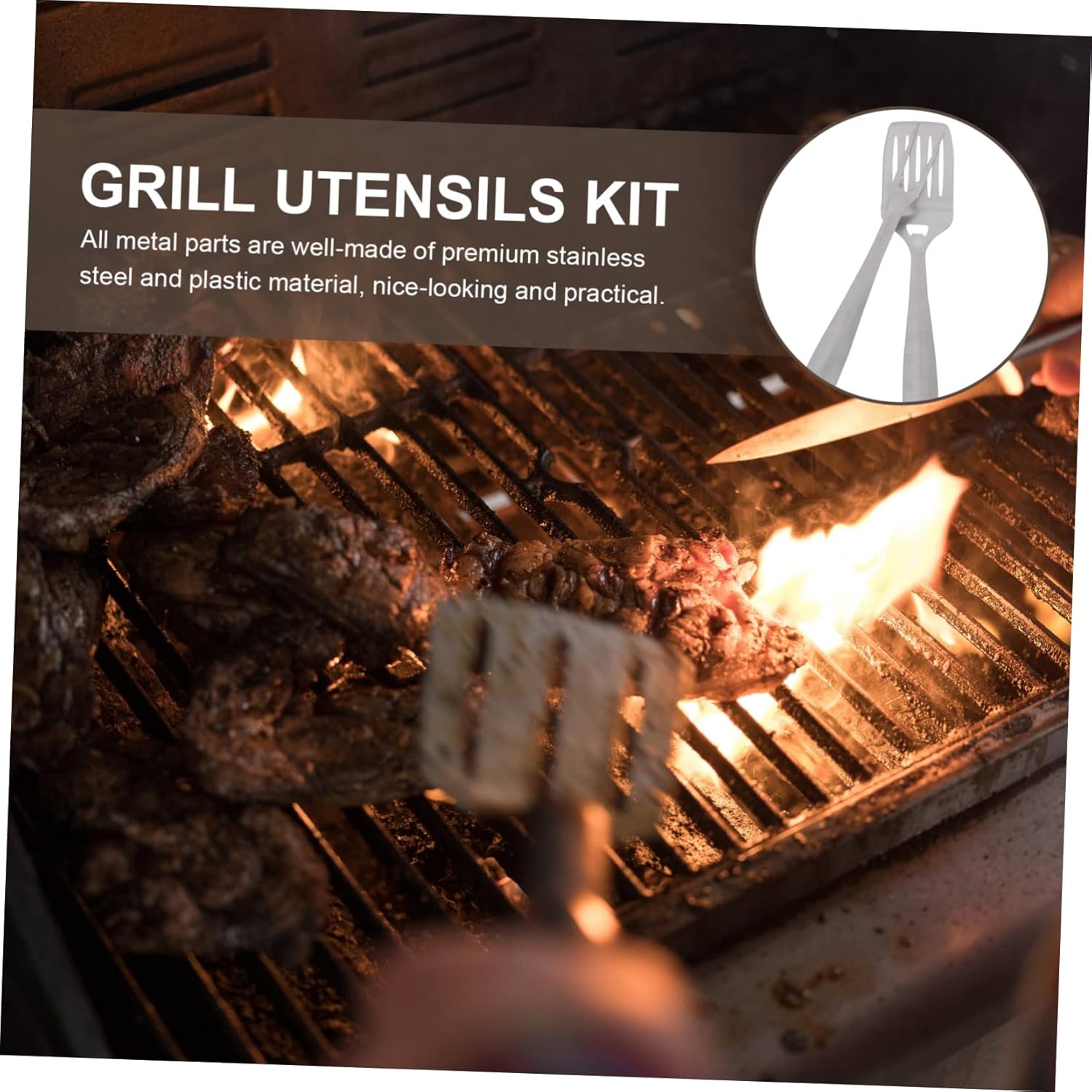 BESPORTBLE 2pcs Stainless Steel BBQ Tools Set Grill Fork Cooking Utensils for Outdoor Grill Camping Accessories