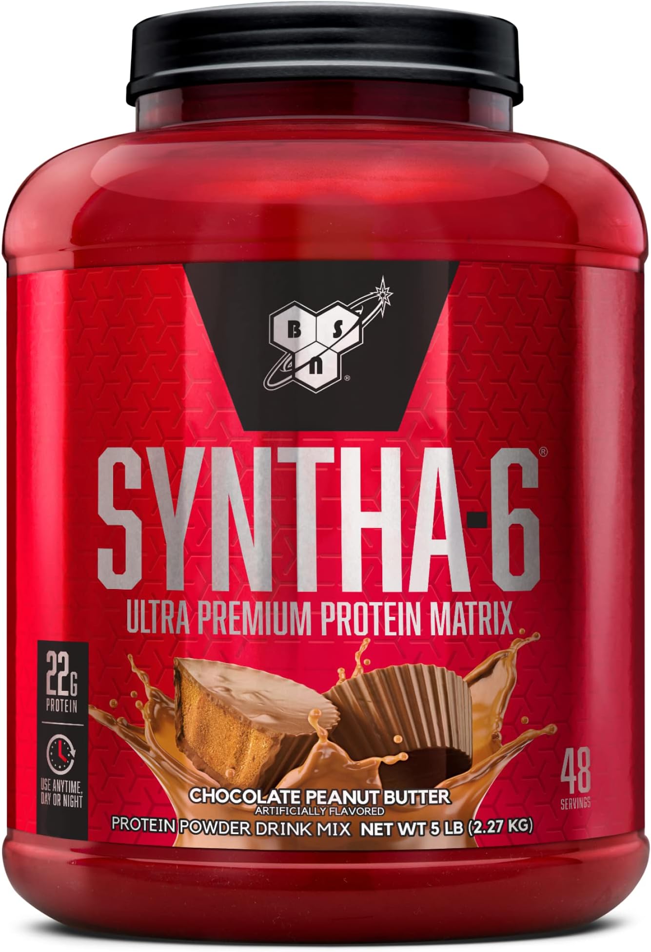 BSN SYNTHA-6 Whey Protein Powder with Micellar Casein, Milk Protein Isolate Powder, Chocolate Peanut Butter, 48 Servings (Packaging May Vary)