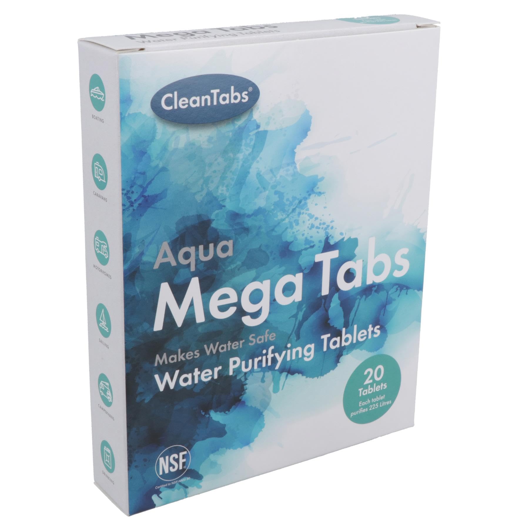 Aqua Mega Tabs 20 Water Purifying Tablets Motorhome Caravan Tank
