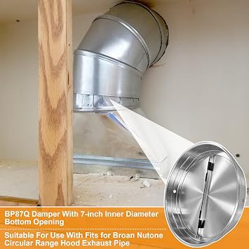 CG BP87Q Vertical Discharge Damper 7-Inch with Foam Round Backdraft Damper
