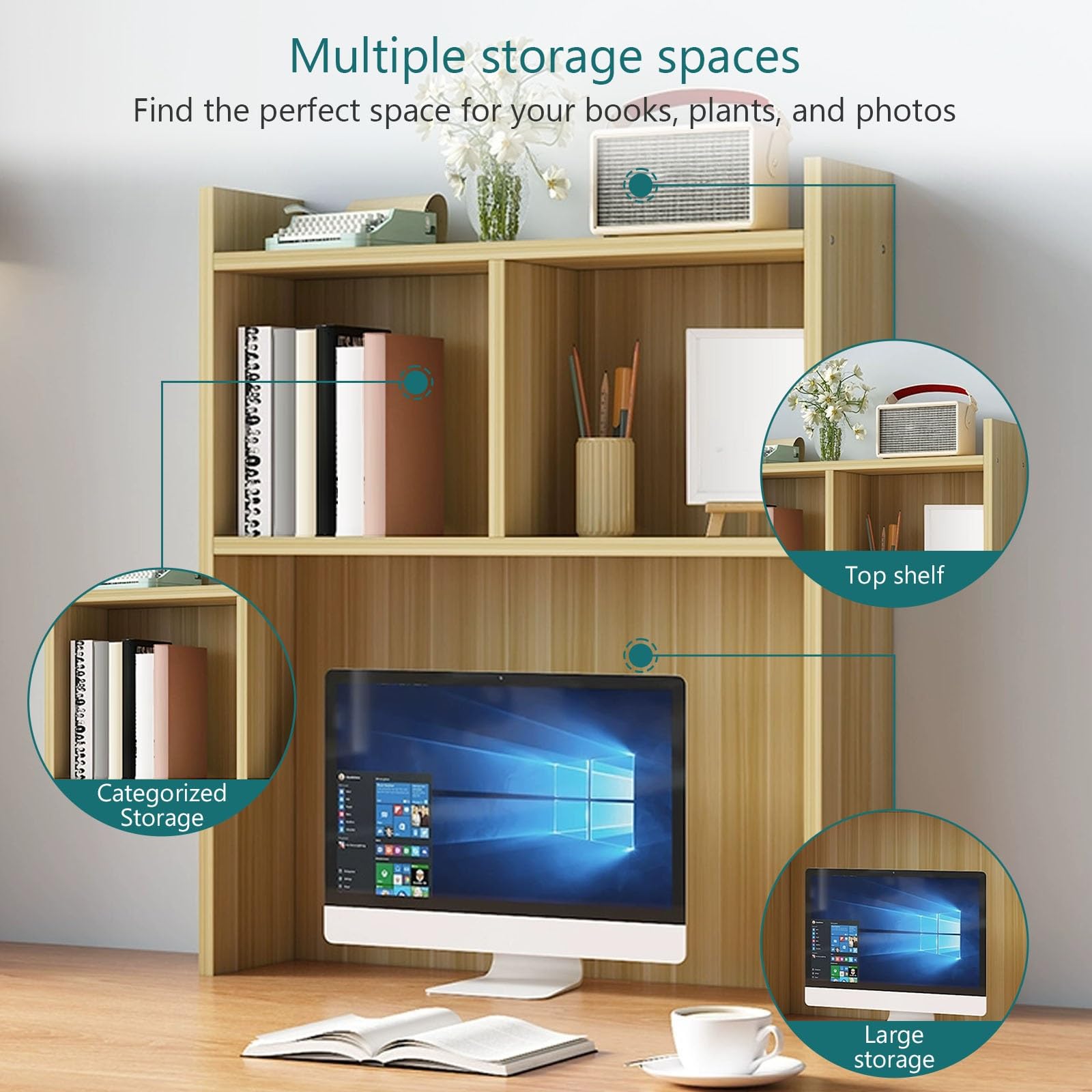 Generico Scrivania per dormitorio, Organizer per scrivania per Insegnanti con Scomparti, Soluzione di archiviazione per Tavolo per Computer per Ufficio e casa, Accessori da scrivania Eleganti e funzi