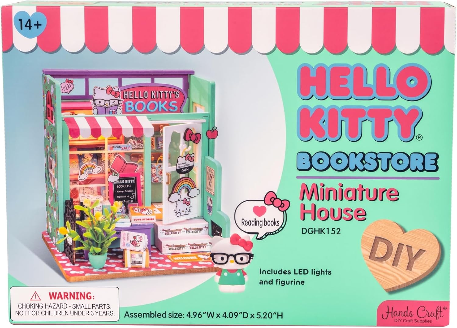 Hands Craft Hello Kitty DIY Miniature Bookstore - Miniature Scene - Adorable Mini Dollhouse - Creative Craft Kit for Adults