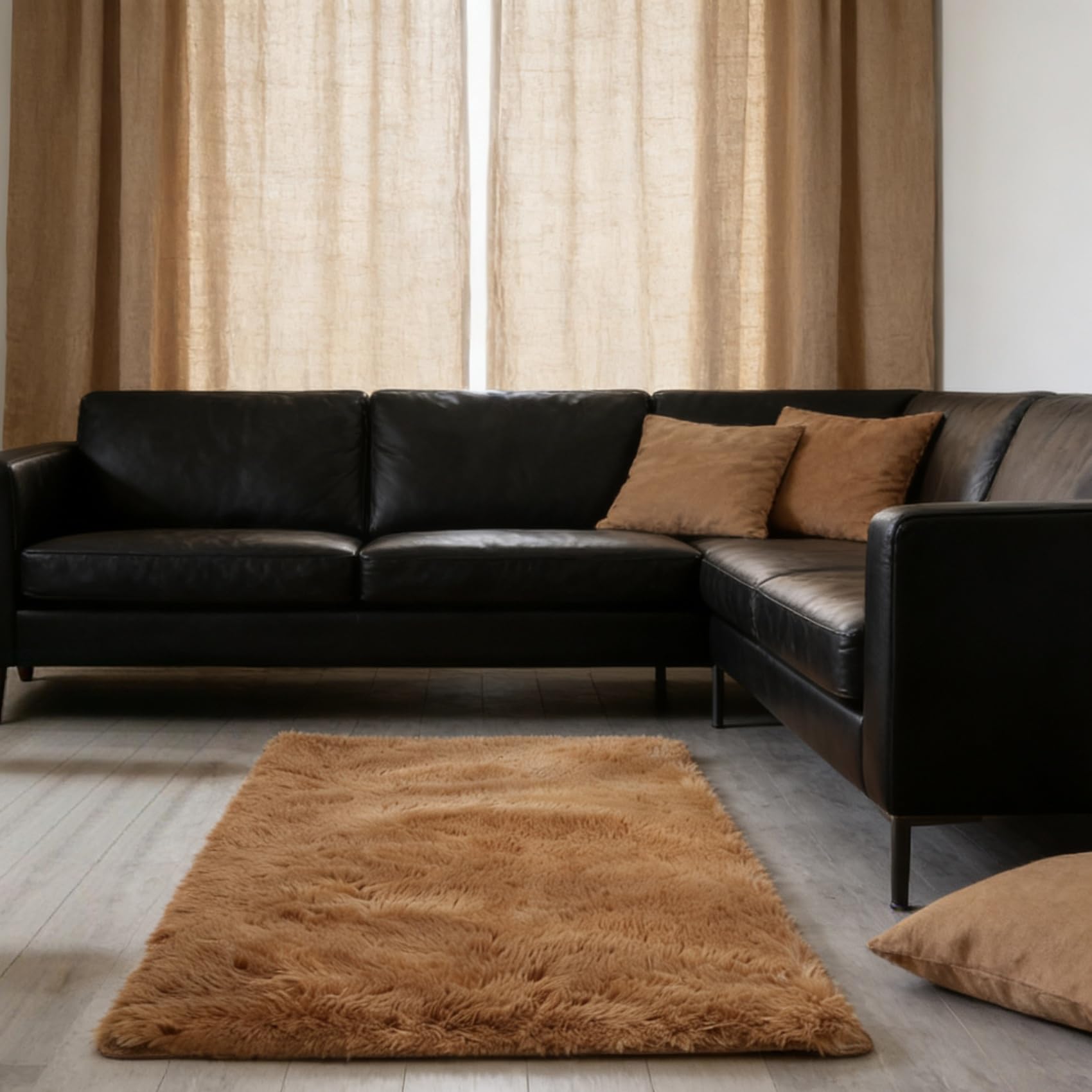 Tapis facile à entretenir marron 180x285 cm pour stopper les glissades au sol