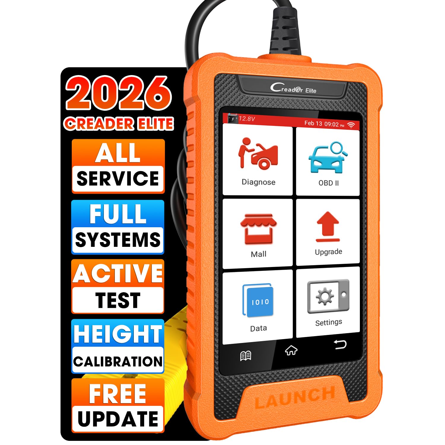 Creader Elite for Land Rover Jaguar OBD2 Scanner, 2026 Full System Bi-Directional Diagnostic Scan Tool, All Reset Services, Active Tests, Height Calibration, Auto VIN, Lifetime Free Update