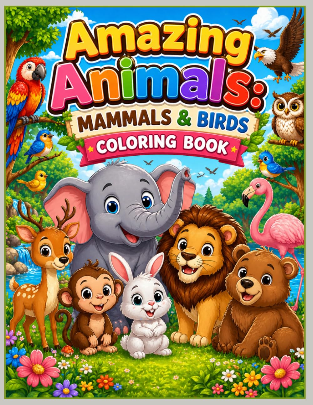 Amazing Animals: Mammals & Birds Coloring Book: Fun and Easy Animal Coloring Pages for Kids Ages 4–8 | Cute Mammals and Birds from Around the World