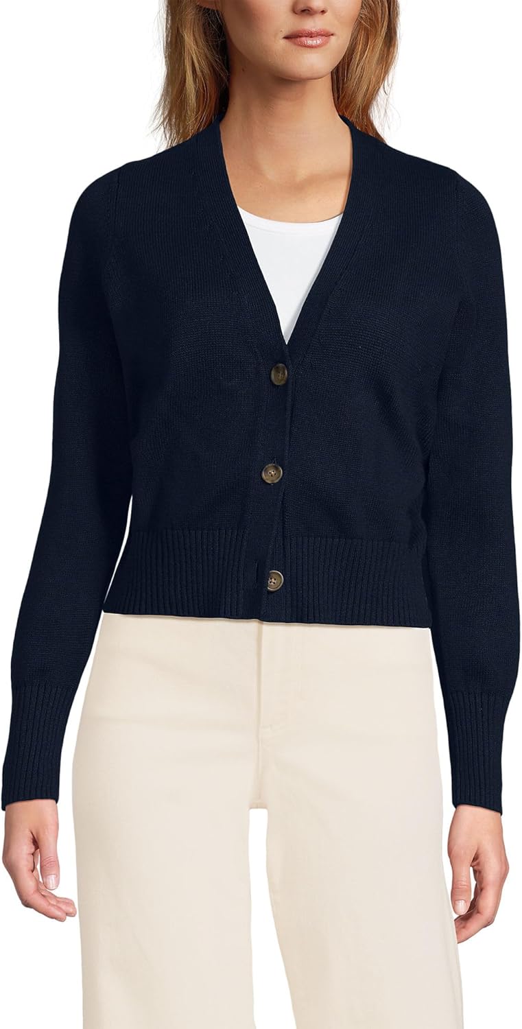 Lands' End Women's Drifter Vneck Dress Cardigan Sweater