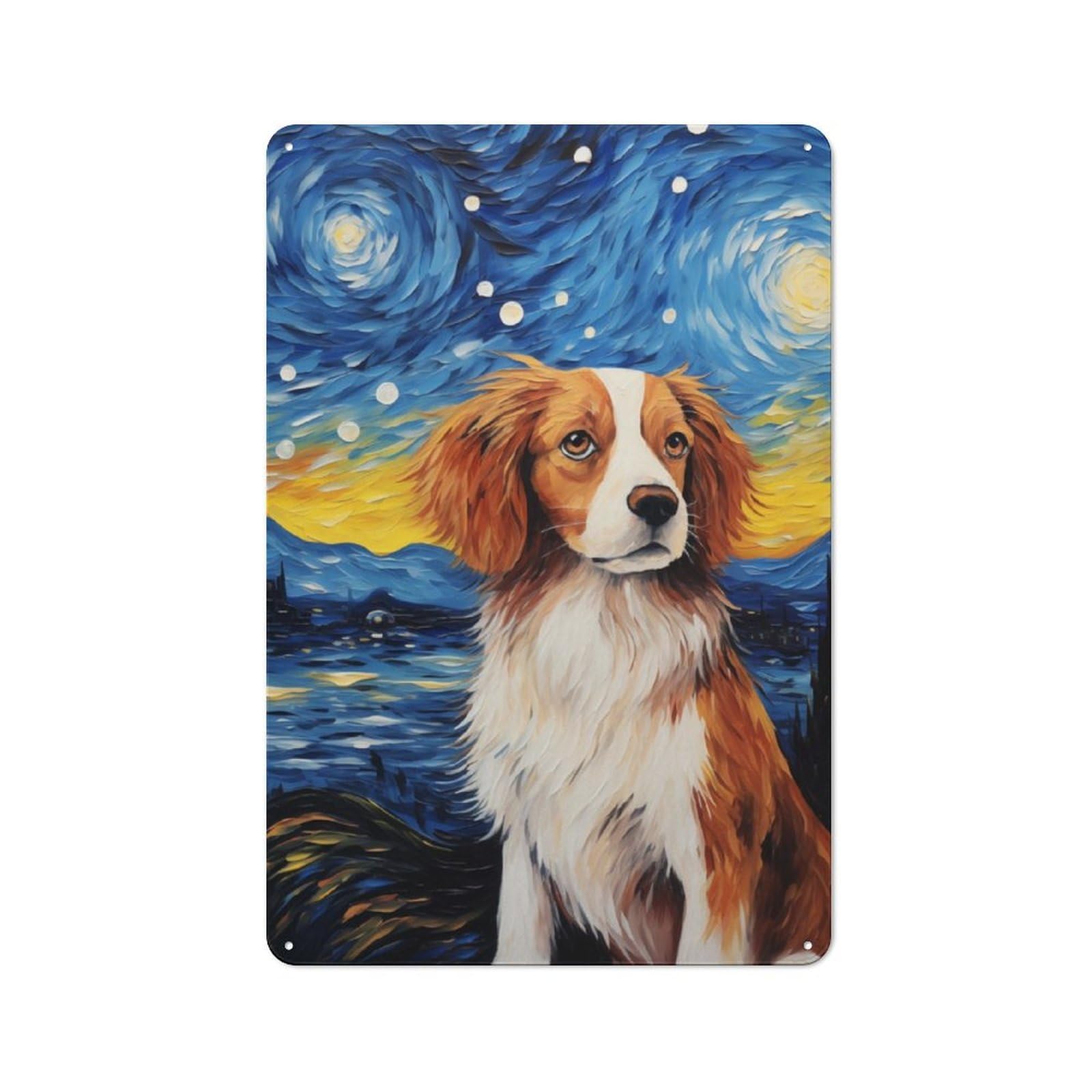 Junmoney Dutch Kooikerhondje For Café Or Restaurant, Vintage Tin Wall Plaque 30X20cm, New Home Wall Decor For Café Owners And Decorators
