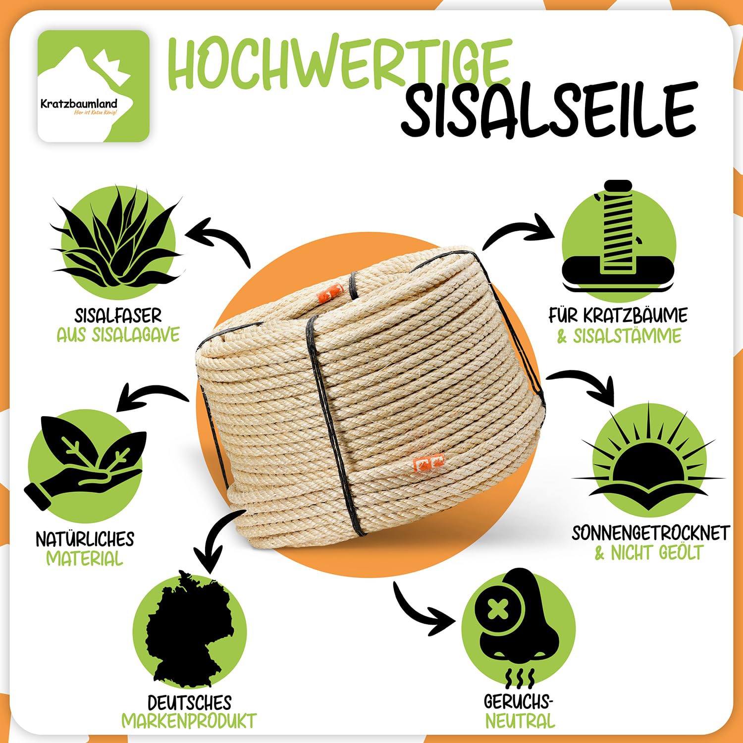 Cuerda de sisal de 10 mm para rascar, cuerda de árbol de gato (diferentes longitudes).