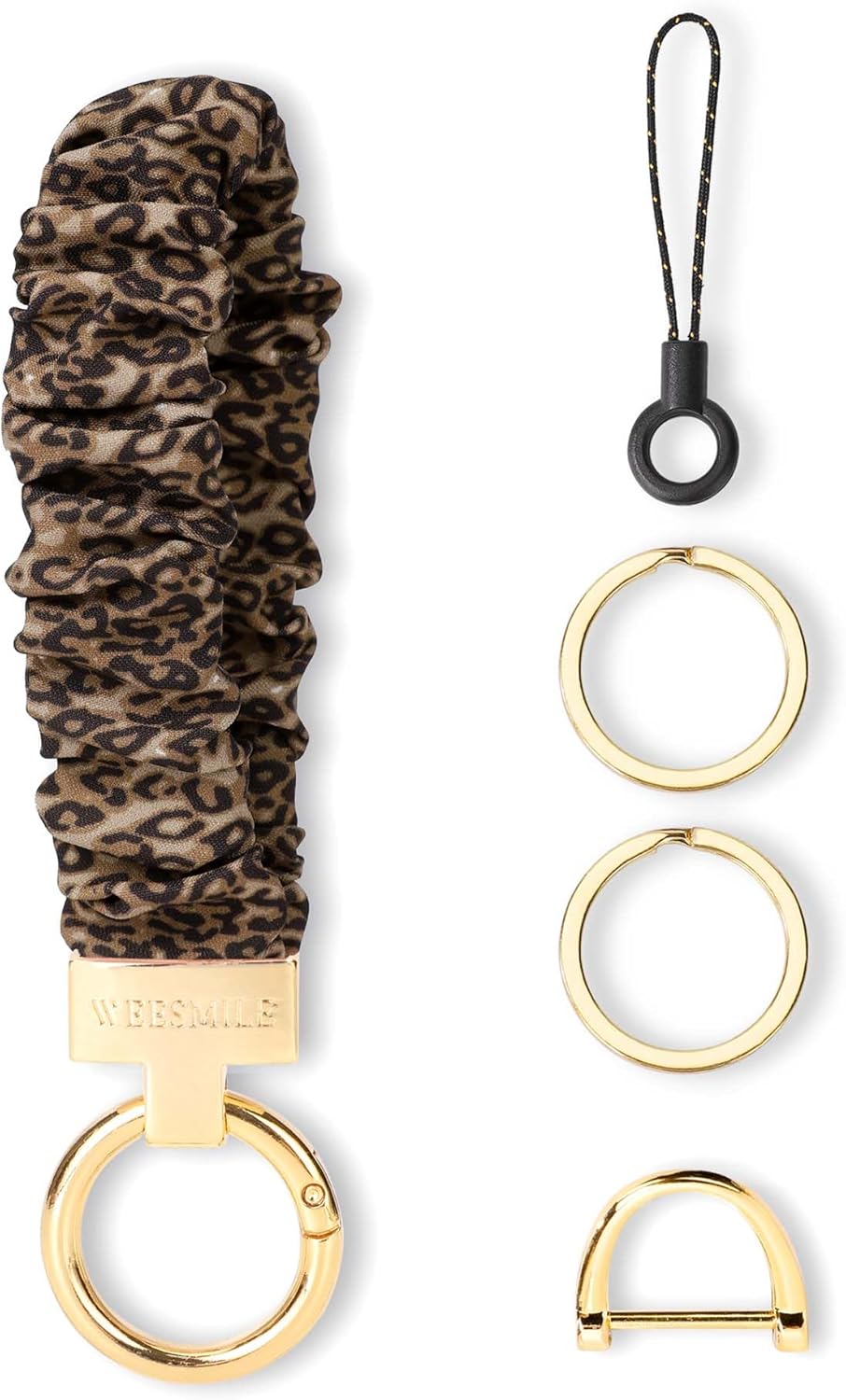 WEESMILE Stretchy Scrunchie Keychain Wristlet - Cute Key Ring Bracelet for Car Keys, Women & Men, Multiple Colors