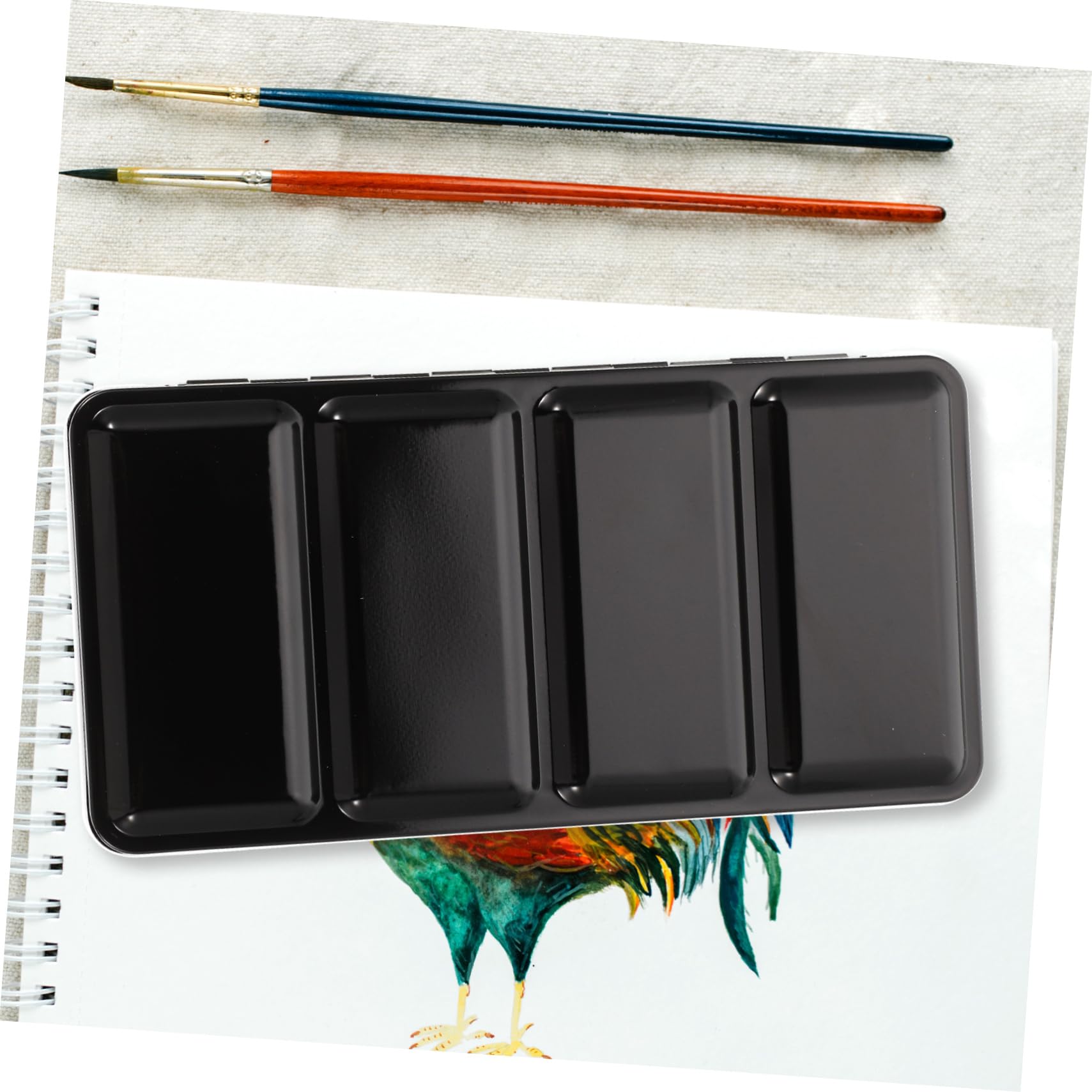 Boîte Aquarelle Vide de Voyage en Fer Noir, Palette Aquarelle Vide 48 Godets, Légère et Réutilisable pour Étudiants et Débutants