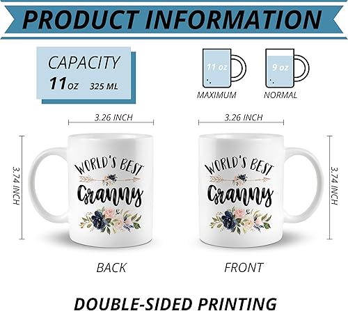 Miniatura 7 de Taza para abuelita, tazas de café de cerámica, taza de café de la mejor abuela del mundo, regalos para abuelita, regalos para la abuela para