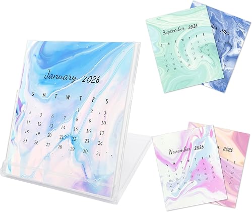 Miniatura 7 de Mini calendario de escritorio 2026, calendario de escritorio bohemio estilo CD de 12 meses, desde enero de 2026 hasta diciembre de 2026, pequeño 12