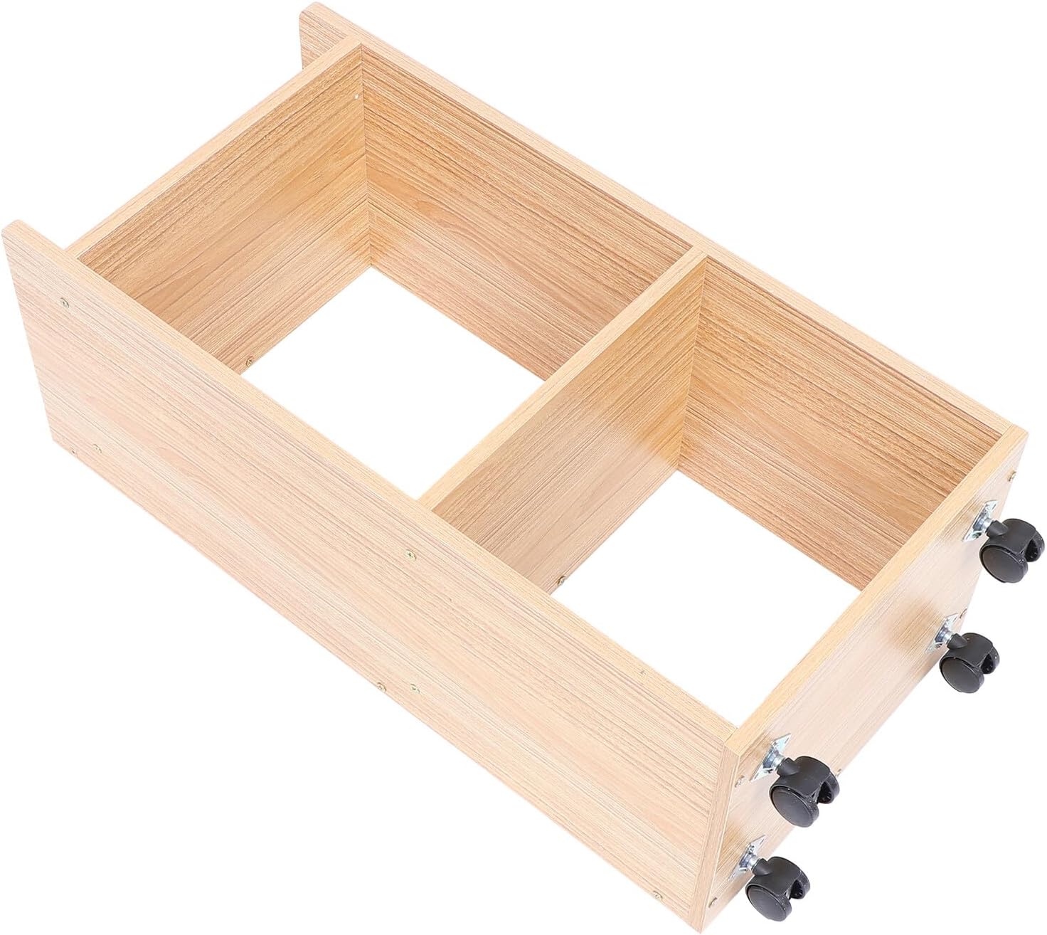 Retro Wooden Storage Cabinet with Wheels 30x24x66cm, Rubberwood Freestanding Rolling Shelf Unit for Home Organization and Decorative Floor Storage
