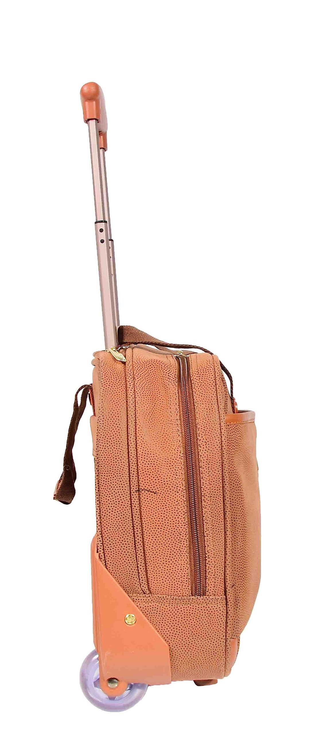 House Of Leather Maletín organizador de viaje con ruedas, ante sintético, estilo Cádiz, color rojo camello, marrón claro, M, Estuche piloto con ruedas