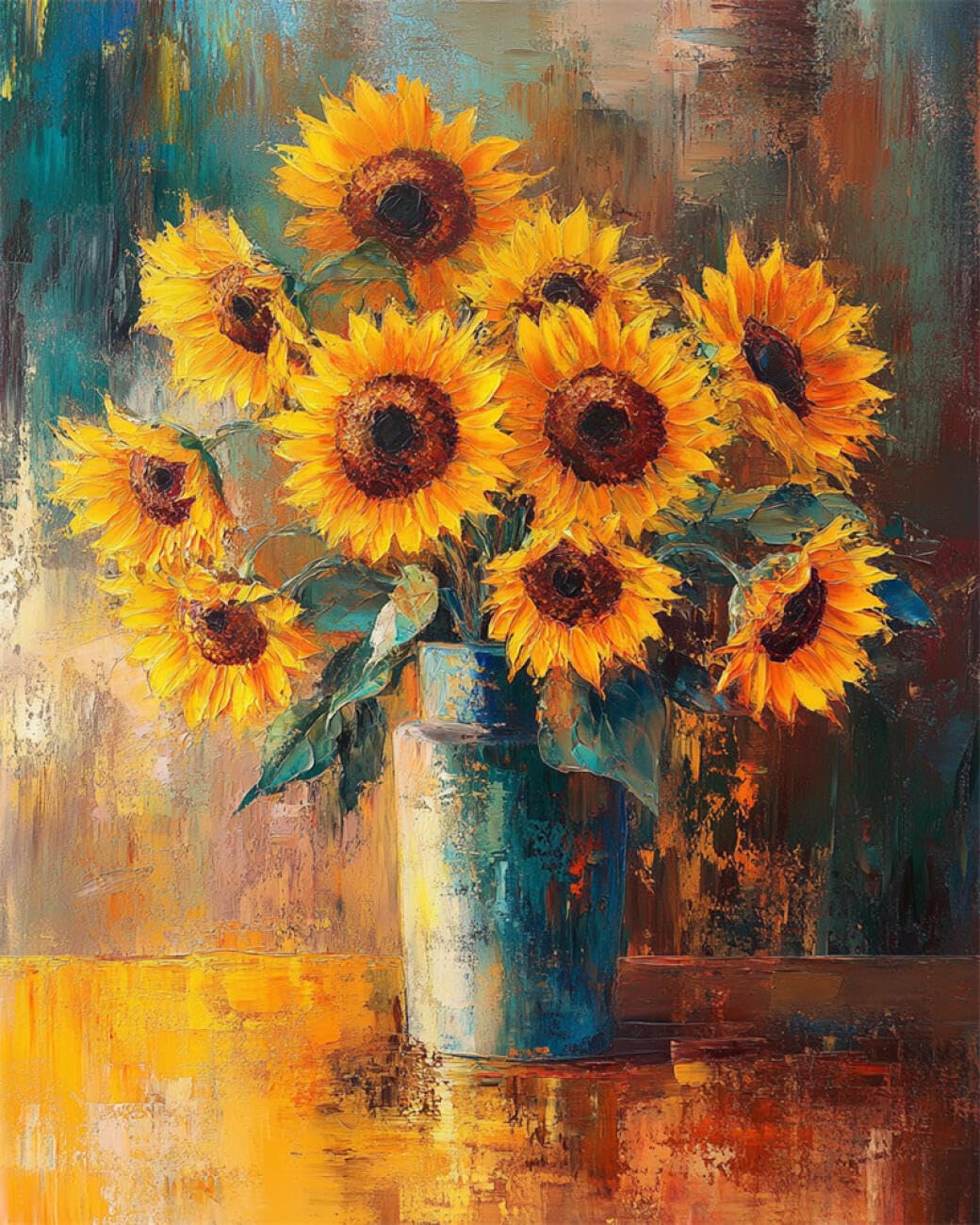 RKFLGEW DIY Embroidery Beads Set Sunflower Oil Painting 30x40cm