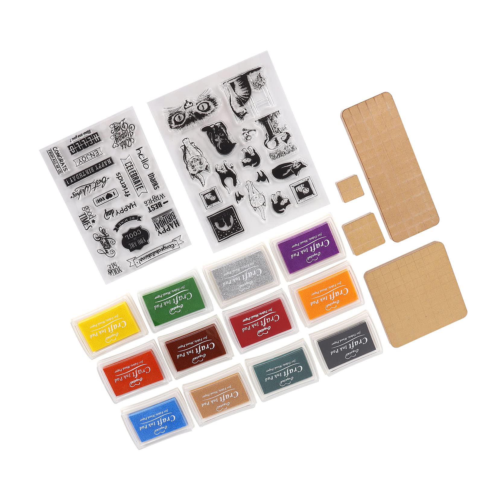 Acryl-Stempelwerkzeuge enthalten 4 Acrylblöcke, 12 Stempelkissen, 2 transparente Siegelstempelblöcke, Set für Bastelarbeiten, Kartenherstellung