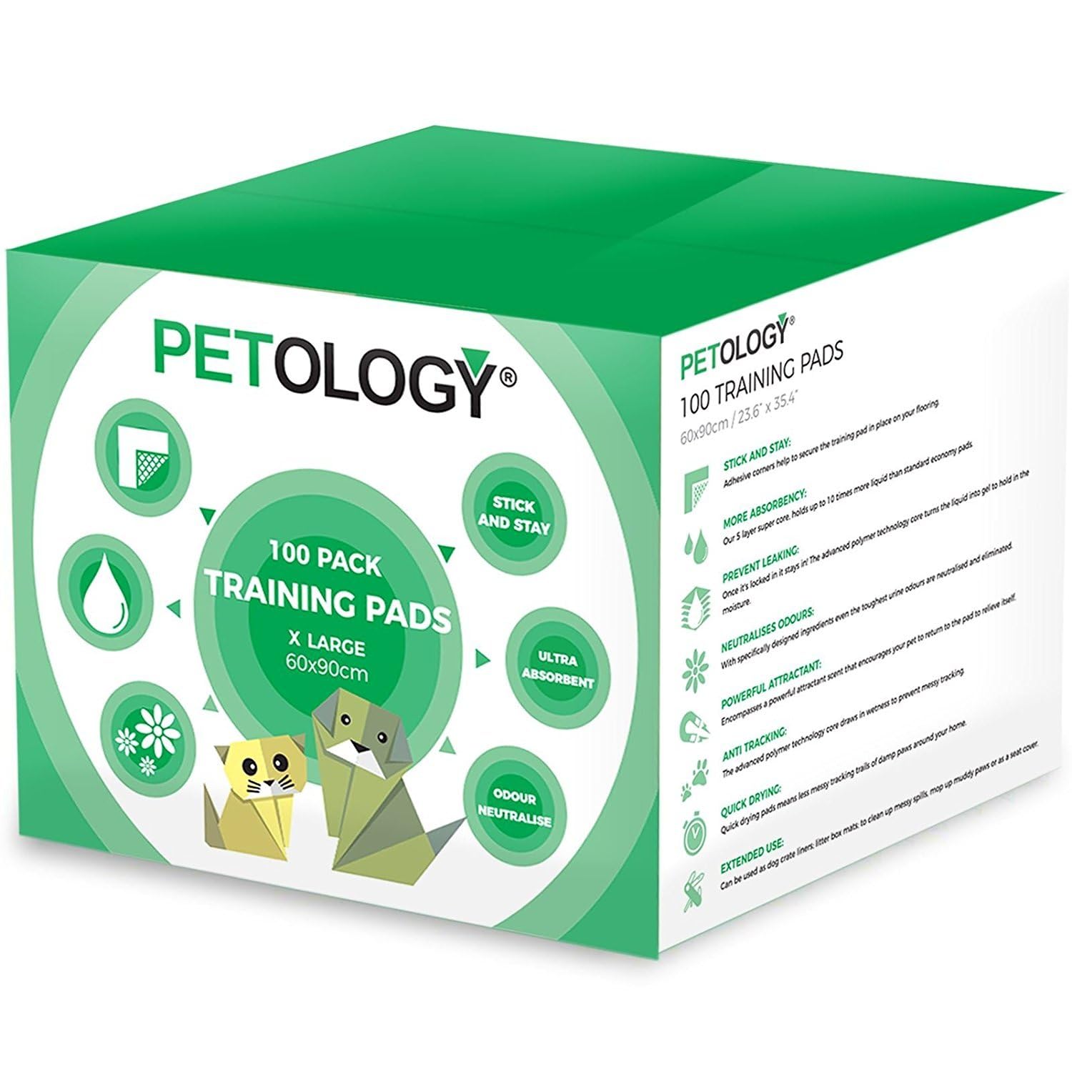 PETOLOGY® 200 Count, 60 cm x 90 cm Extra Large Size Training Pads Puppy Dog Cat Super Absorbent Odourless Pads Pee Toilet House Training (Size: Extra Large 60cmx90cm 200 Pads)
