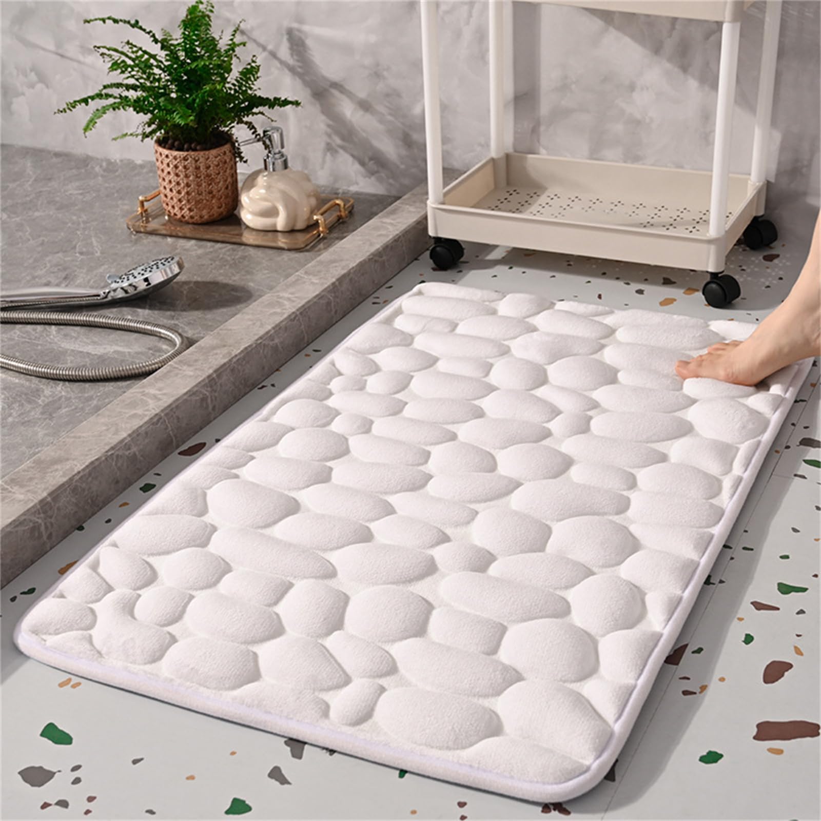 Laberge - Tappetino da bagno assorbente con ciottoli, antiscivolo, comodo e sicuro, tappeto da bagno per il massimo comfort e sicurezza, perfetto per l'uso domestico
