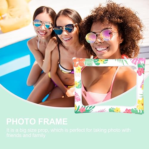 Miniatura 5 de PRETYZOOM Decoración de verano para fiesta hawaiana inflable para cabina de fotos hawaiana, marco de fotografía inflable para fiesta en la playa,