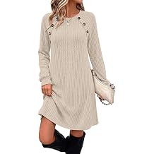 OFEEFAN Fall Dresses for Women 2026 Long Sleeve Dress with Pockets