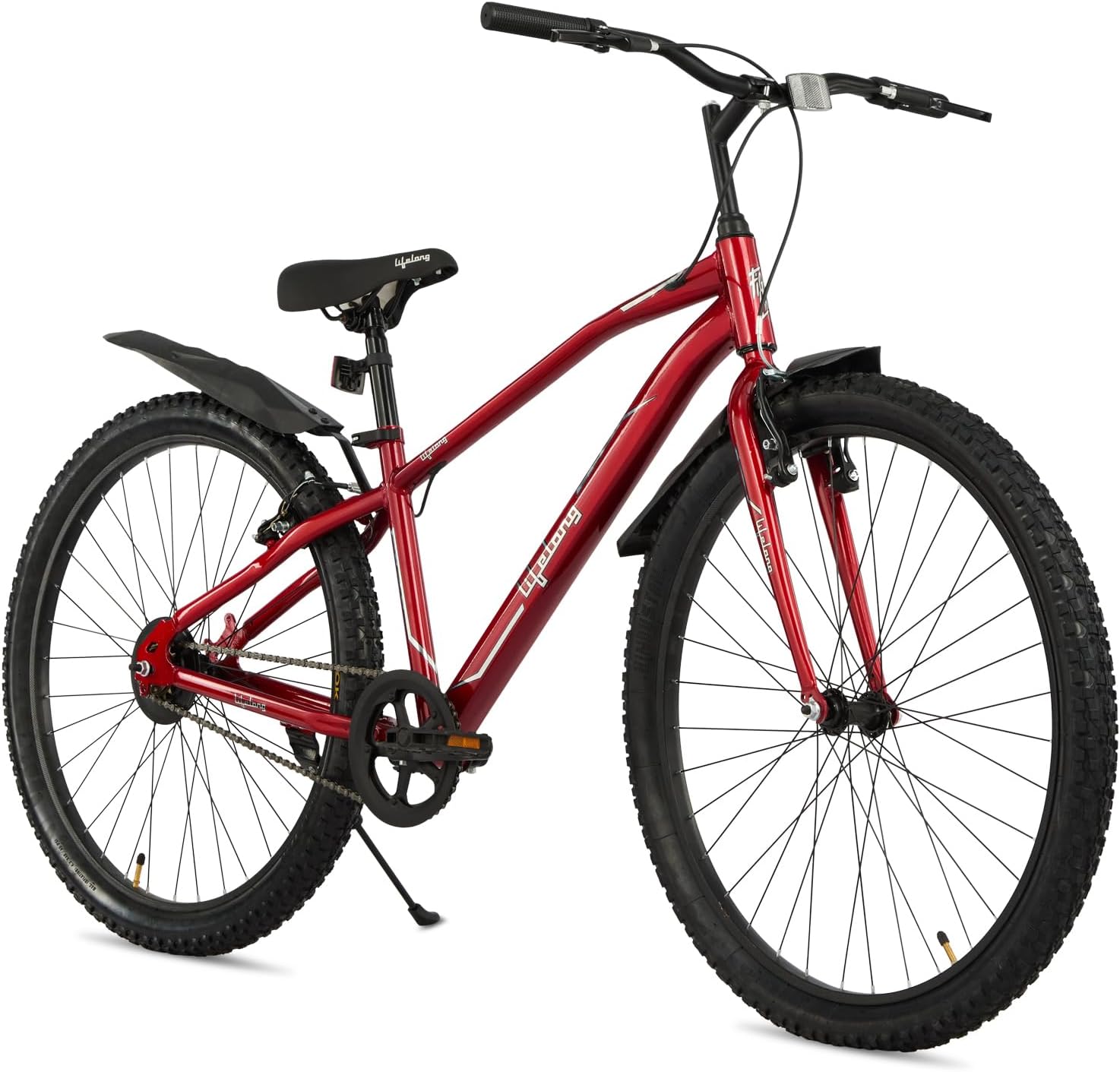 Lifelong Cycle for Men & Women 27.5 T with V-Brake - Single Speed MTB Bike/Bicycle - Rigid Fork - Mountain Bike Ideal for 15 Years + Adults Above Height 5 ft 5 inches (LLBC2705, Red)