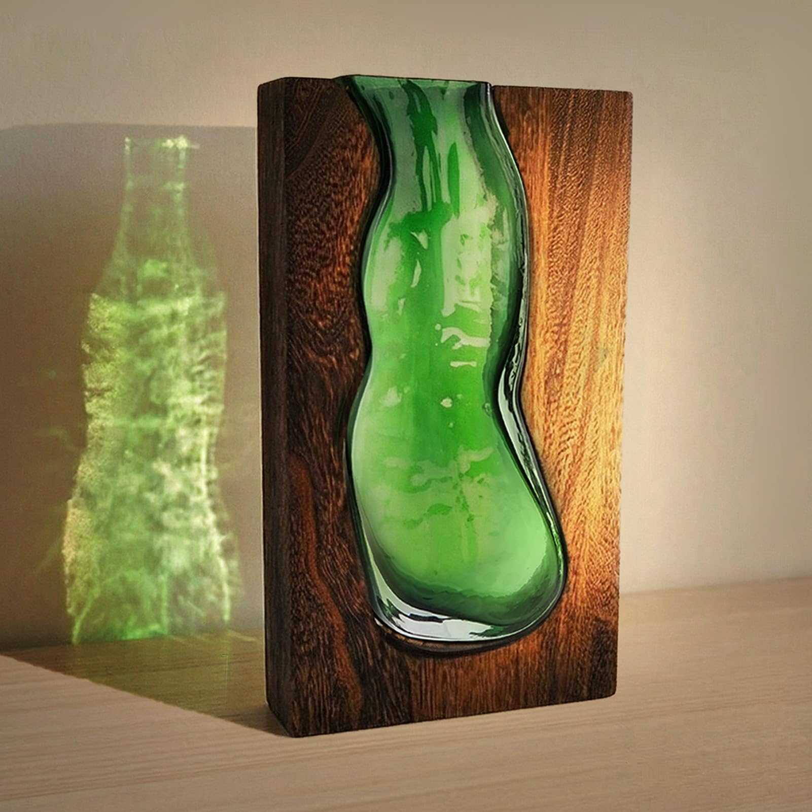 Vaso in vetro in legno con fiori rialzati ad acqua, vaso irregolare, 24 cm, decorazione moderna per la casa per camera da letto, cucina, soggiorno, spazi commerciali