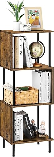 ETELI Estantería pequeña en forma de S de 4 niveles, moderna, independiente, multifuncional, de madera, para granja, sala de estar, dormitorio y disponible en Yaxa Peru