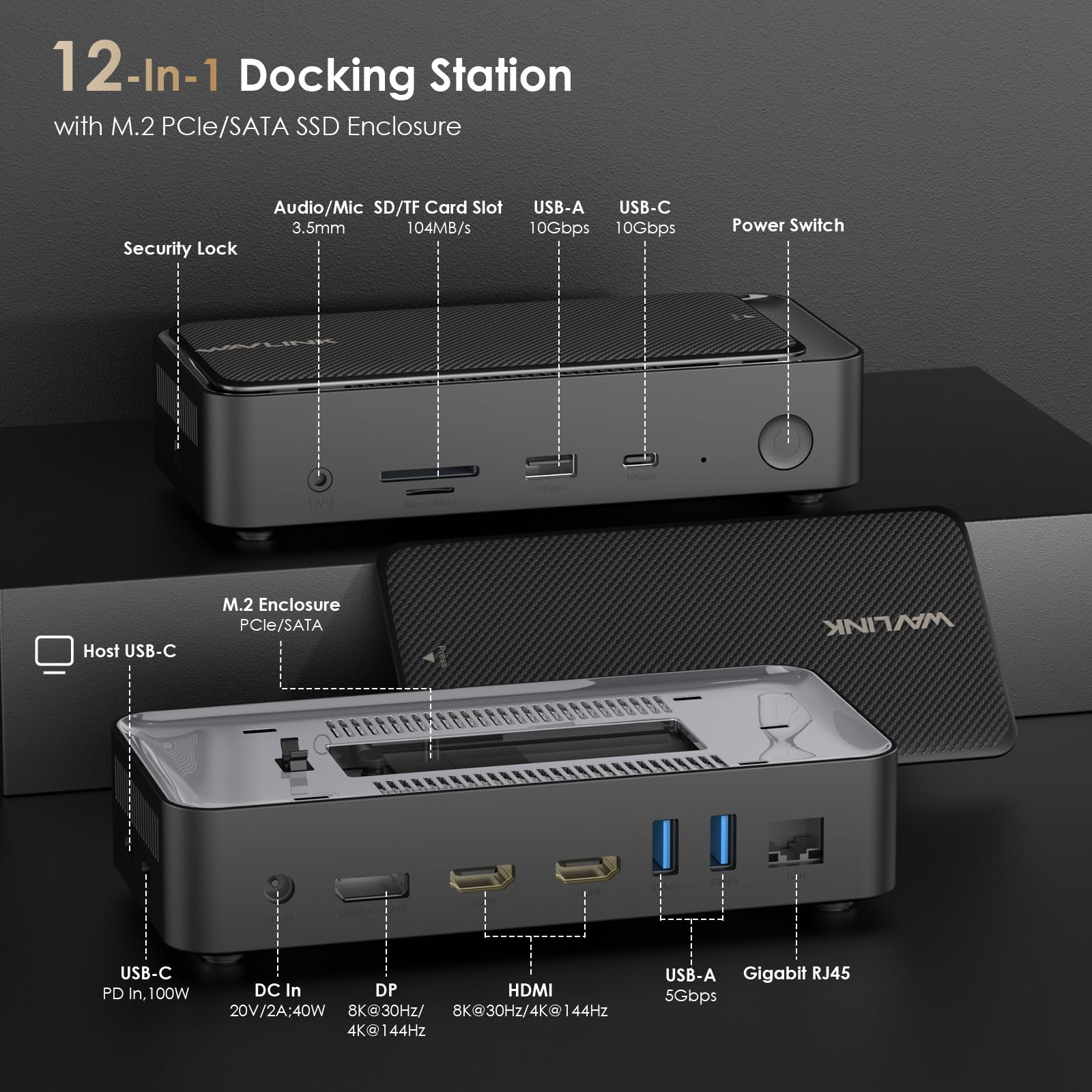 Amazon.co.jp: WAVLINK ドッキングステーション 13in1 USB-C ハブ M.2