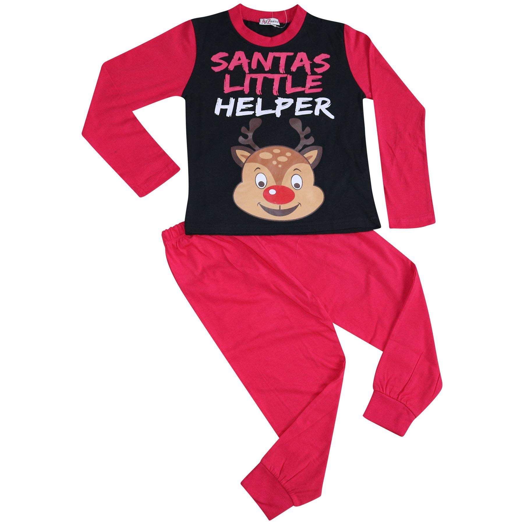 A2z 4 Kids Boys Pink Girls Christmas Pyjamas Santas Little Helper Reindeer Print Kids - Pjs Rudolph 7-8