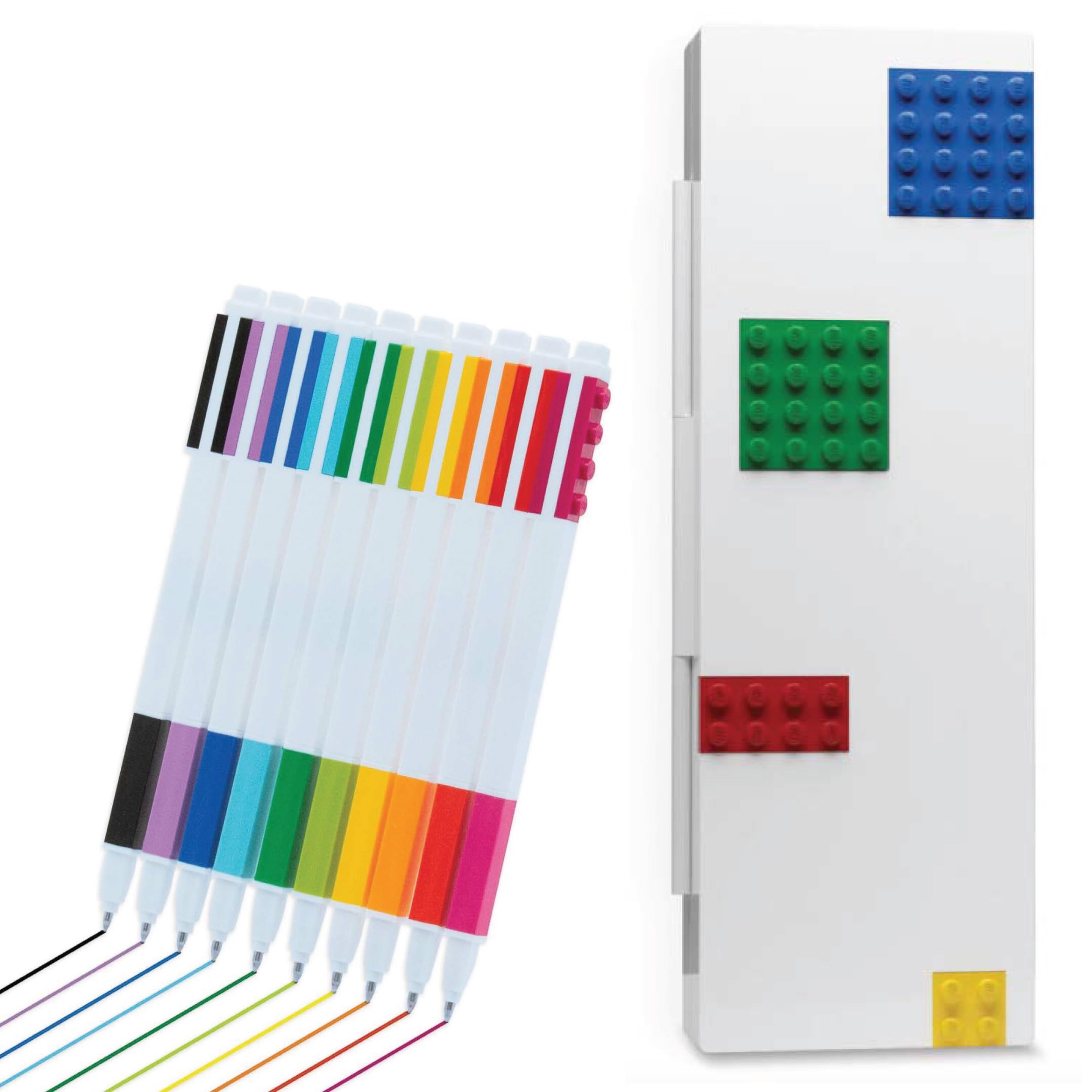IQ LEGO Stationery 10 Pack Gel Pen with LEGO Pencil Box Bundle