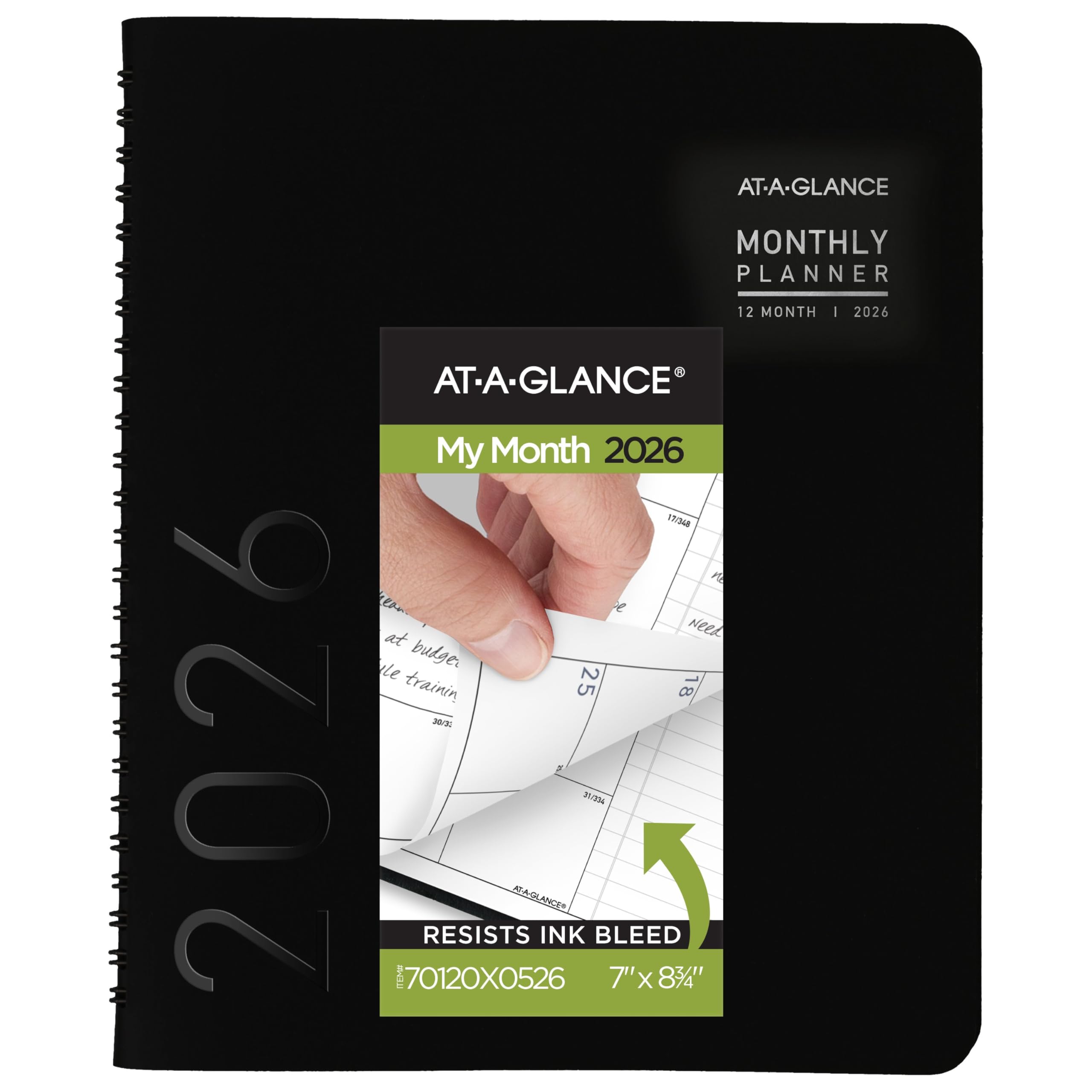 AT-A-GLANCE Agenda 2026, mensile, 17,8 x 22,2 cm, media, contemporanea, nera (70120X0526)