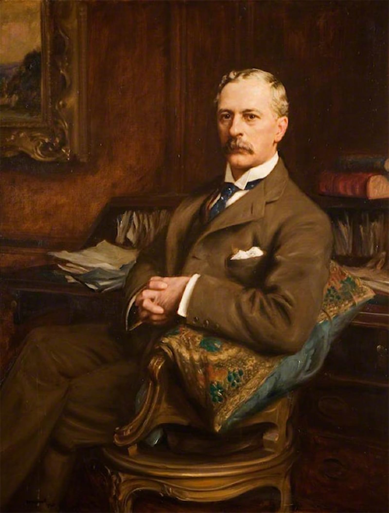 POSTERIIk Vintage Classic Picture Landscape Artwork Thomas Francis Anson Baron Soberton Viscount Anson by Frank Moss Bennett Portrait Canvas Painting for Office Home Decor 60x90cm
