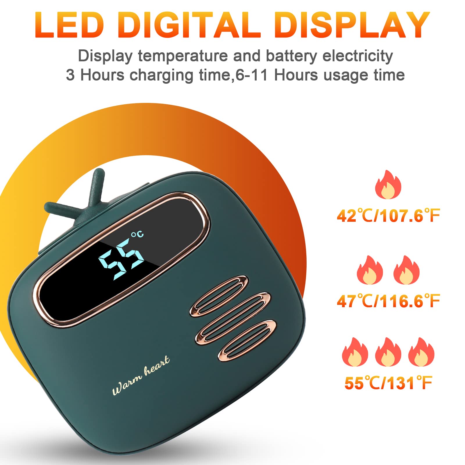 Scaldamani Ricaricabile Kternay - 5000mAh, Display Digitale, Power Bank Integrata - Foto 9