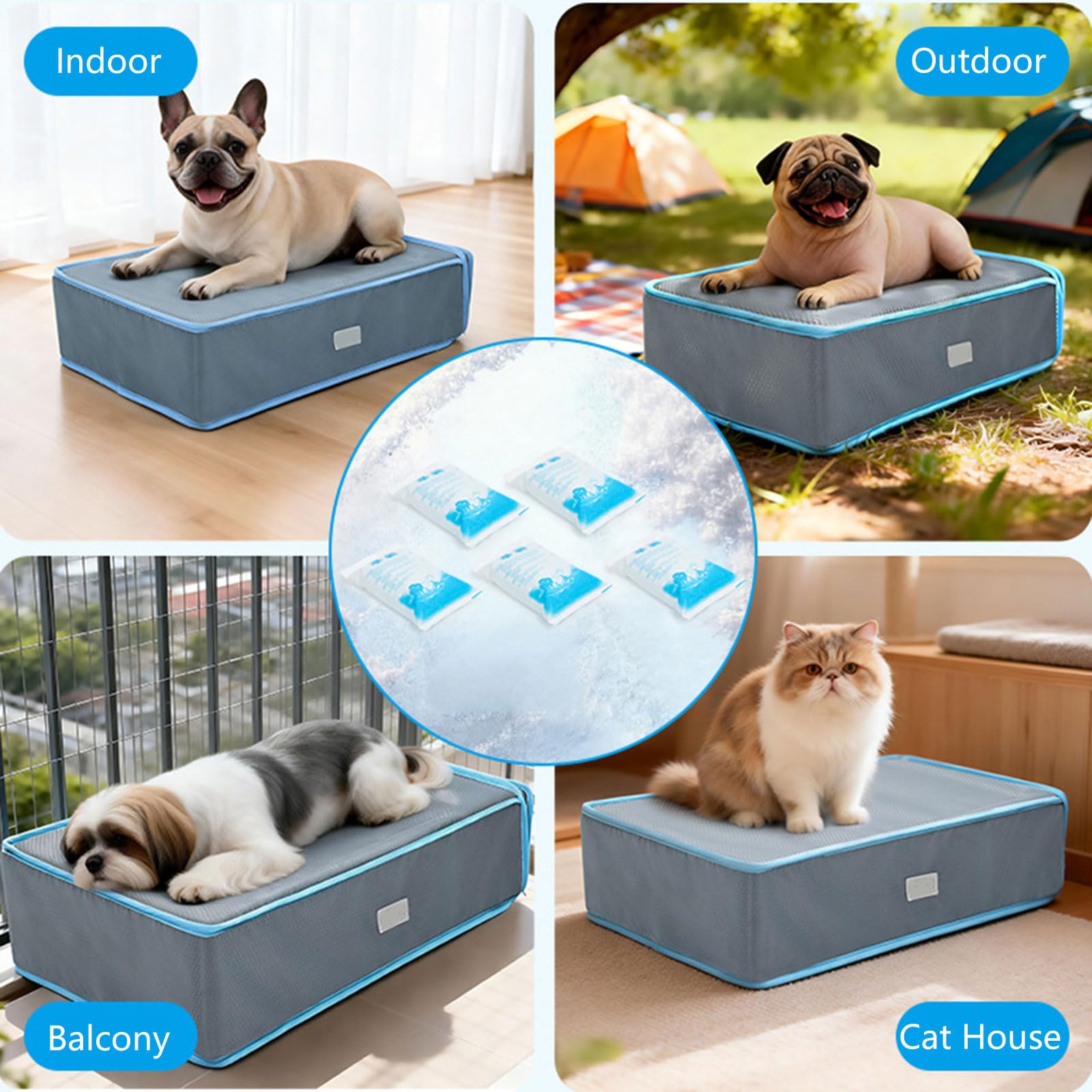 Tapis de refroidissement pour animal de compagnie avec base antidérapante en mousse à mémoire de forme souple pour réduire la pression et réduire la pression