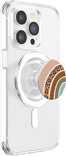 Miniatura 4 de PopSockets MagSafe PopGrip de leopardo negro con patrón de puntos de arco iris para iPhone