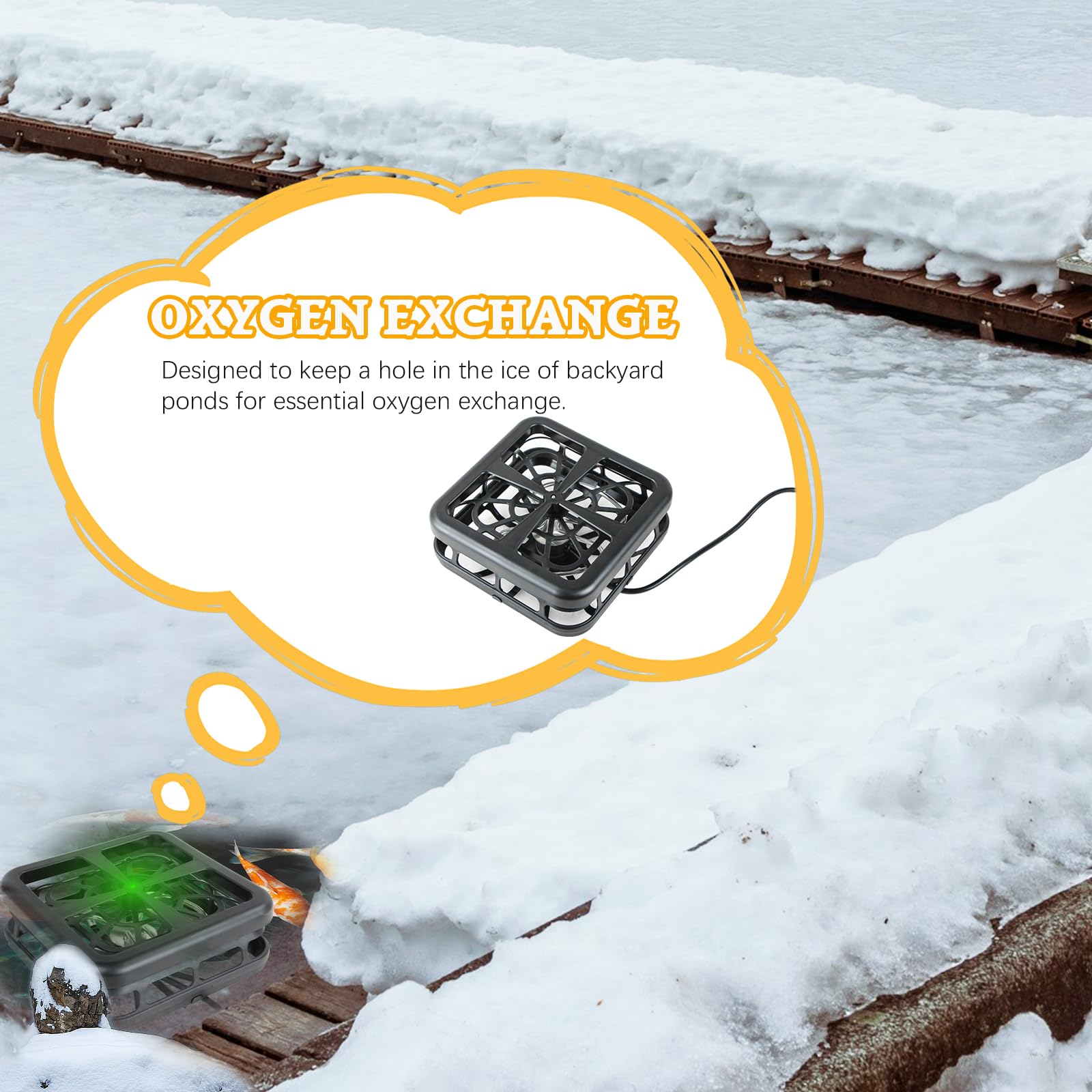 1000 Watt Teichenteiser-Schwimmheizung, kontrollierte hermostatische Heizung, hält den Teich vor dem Einfrieren zu schwarz (1000 Watt)